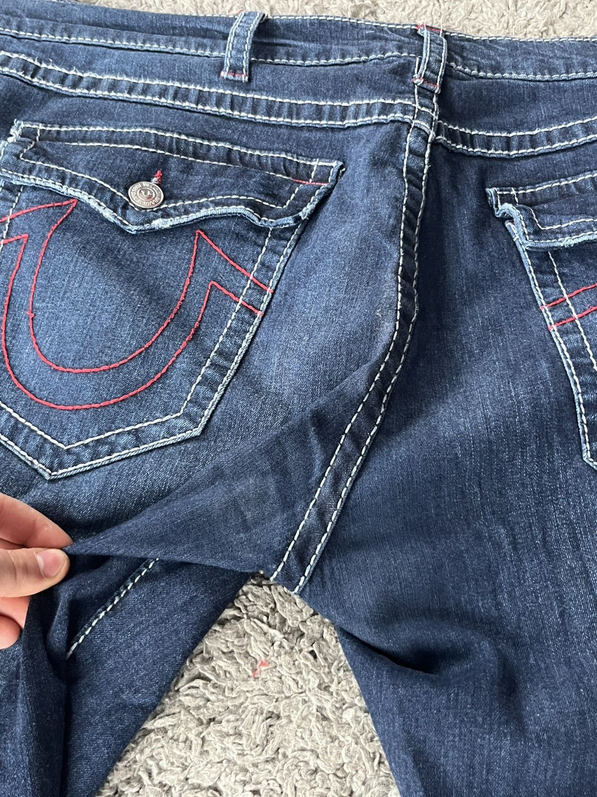True Religion True Religion Dark Wash Straight Leg Jeans Red Stitching Size US 44 / EU 60 - 7 Thumbnail