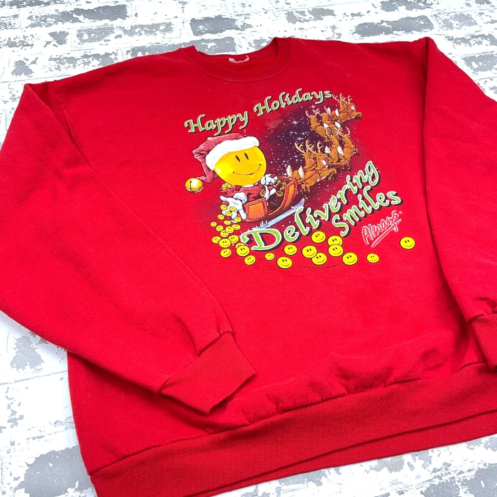 Vintage VINTAGE Christmas Sweater Women L Red Crew Neck Sweatshirt USA 90s Smiley Shirt Womens Holiday 90s USA Christmas Graphic Print Pullover Knit Size L / US 10 / IT 46 - 6 Thumbnail