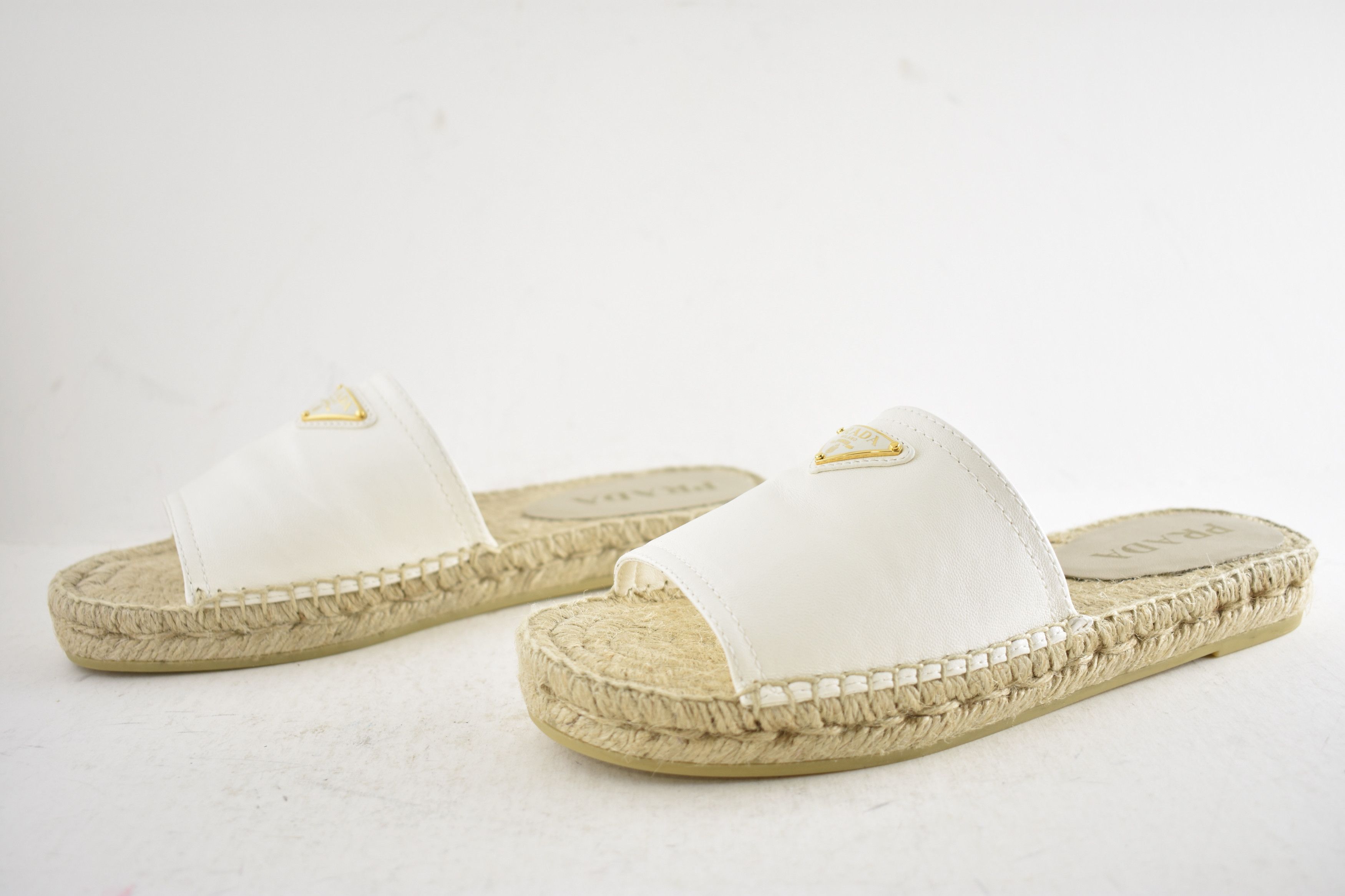 Prada Prada Triangle Logo Leather Espadrille Slide Sandal Flat 37 Size US 7 / IT 37 - 14 Thumbnail