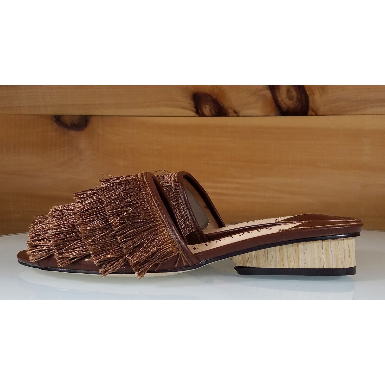 Other Mac J Bronze Camel Fringe Slip On Flats Mules Clog Slipper Size US 8.5 / IT 38.5 - 4 Thumbnail