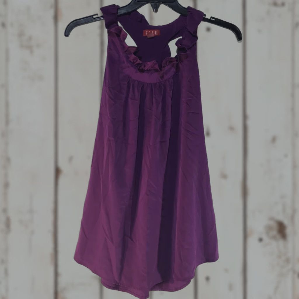 Vintage Elle Purple Ruffled Sleeveless X-Soft Racerback Tunic Top Womens Size M Size M / US 6-8 / IT 42-44 - 1 Thumbnail