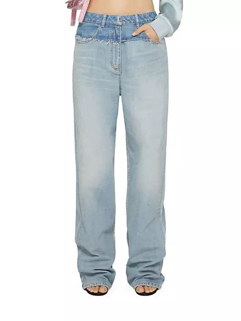 Givenchy o1srvl11e0724 Oversized Jeans In Mixed Denim in Pale Blue Size 28" / US 6 / IT 42 - 3 Thumbnail