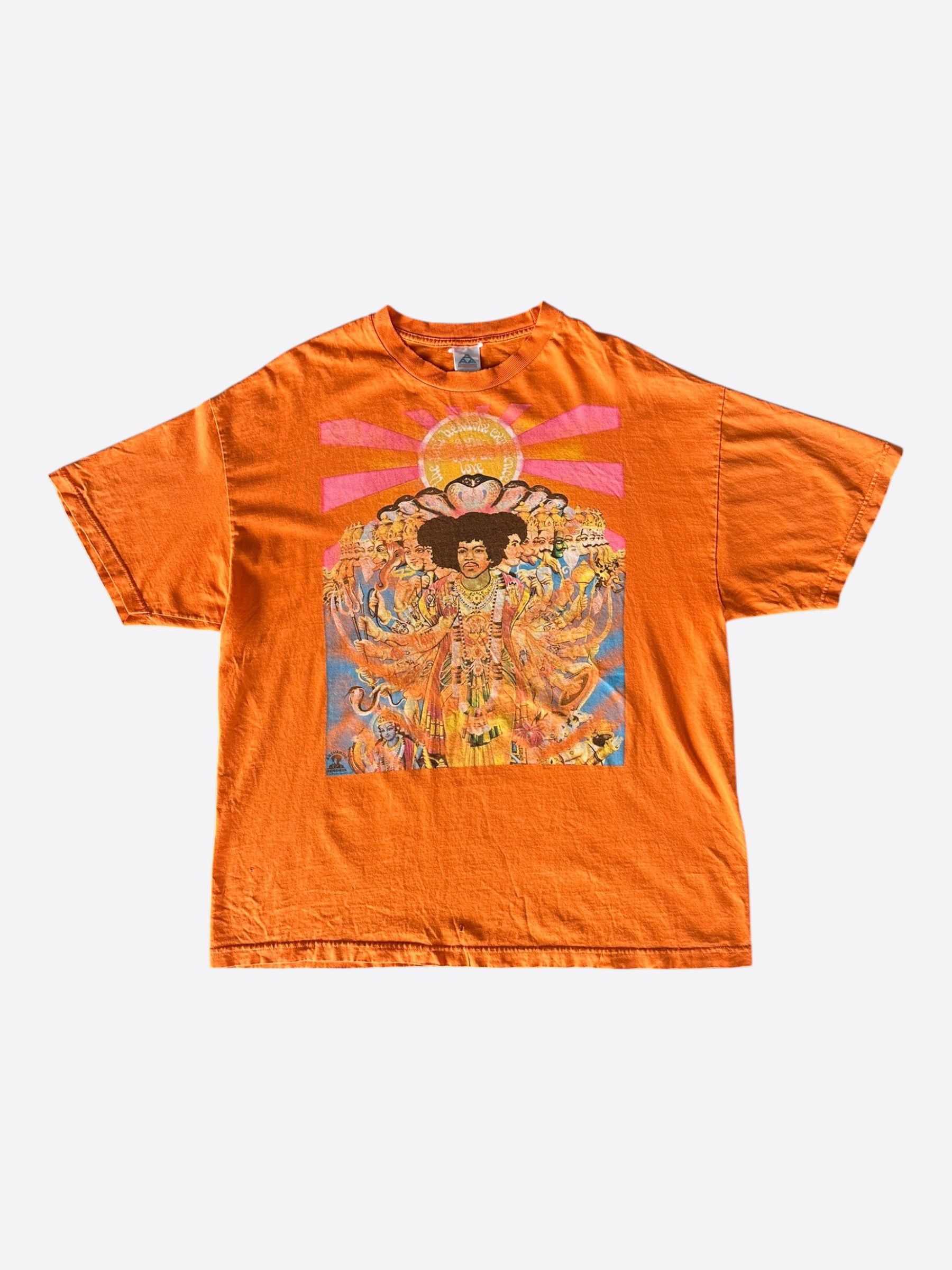 Vintage Vintage Orange Jimi Hendrix Axis Graphic T-Shirt Size US XXL / EU 58 / 5 - 1 Thumbnail