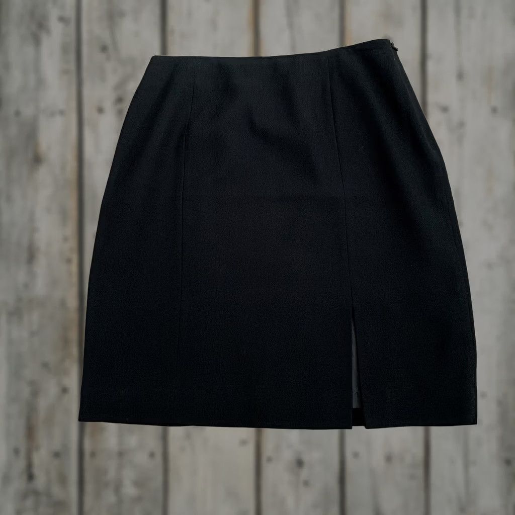 Jones New York Jones New York Skirt Womens 10 Solid Black Triacetate Lined Pencil Knee Length Zip Slit Vintage No Size 32" / US 10 / IT 46 - 1 Thumbnail
