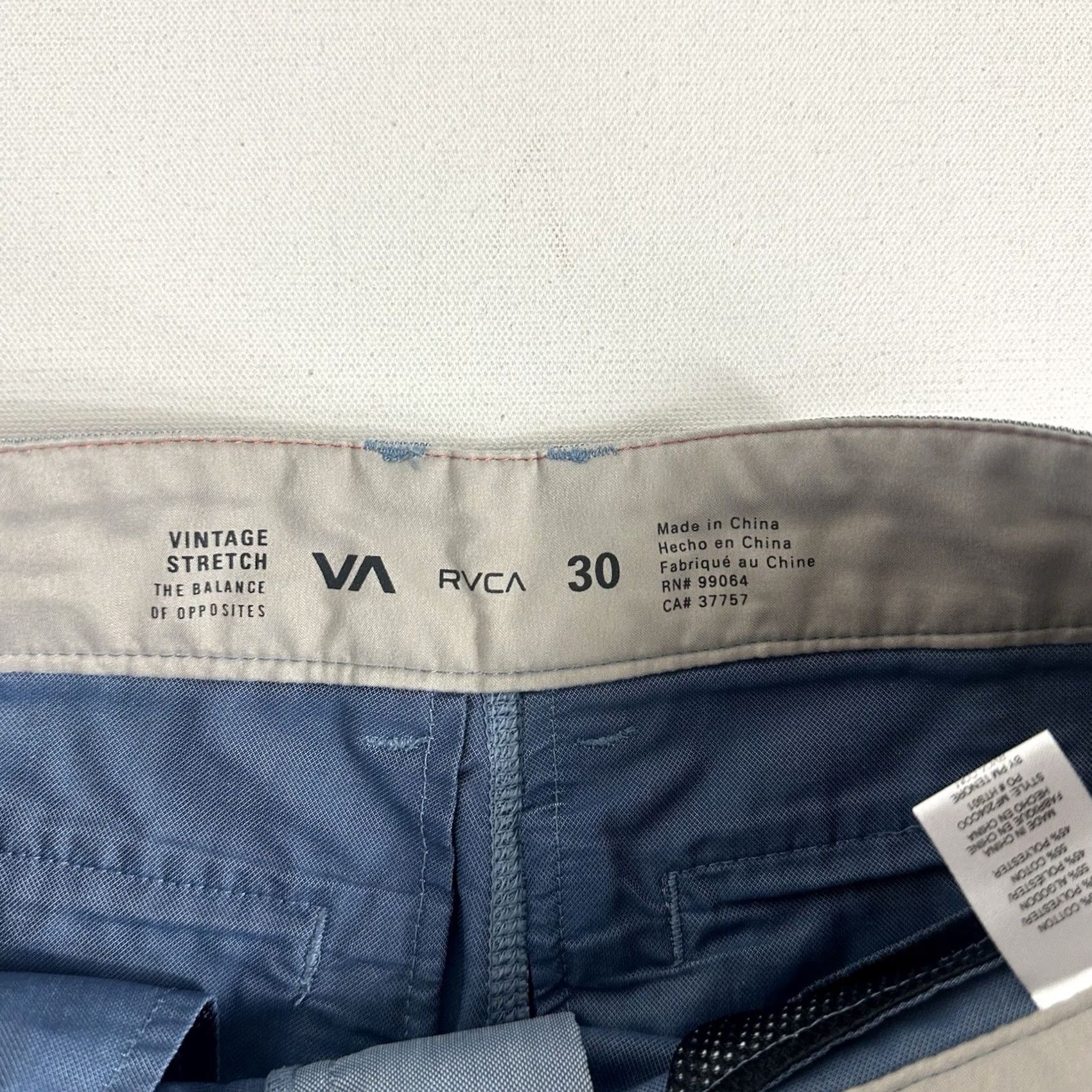 RVCA VINTAGE RVCA Chino Mens 30 Blue Stretch The Balance Opposites short Preppy Size US 30 / EU 46 - 6 Thumbnail