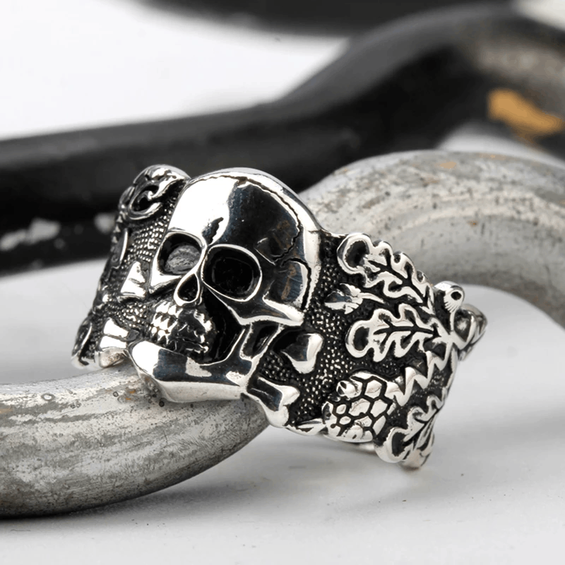 Vintage SIZE 10 925 Sterling Silver Skull Head Evil Demon Punk Ring Size ONE SIZE - 1 Thumbnail