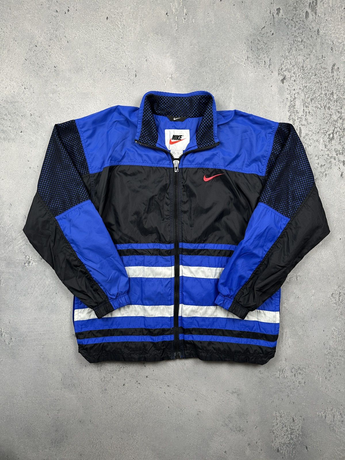 Nike Vintage 90s Nike Blue Black Windbreaker Jacket Rare 80s y2k Size US M / EU 48-50 / 2 - 2 Thumbnail