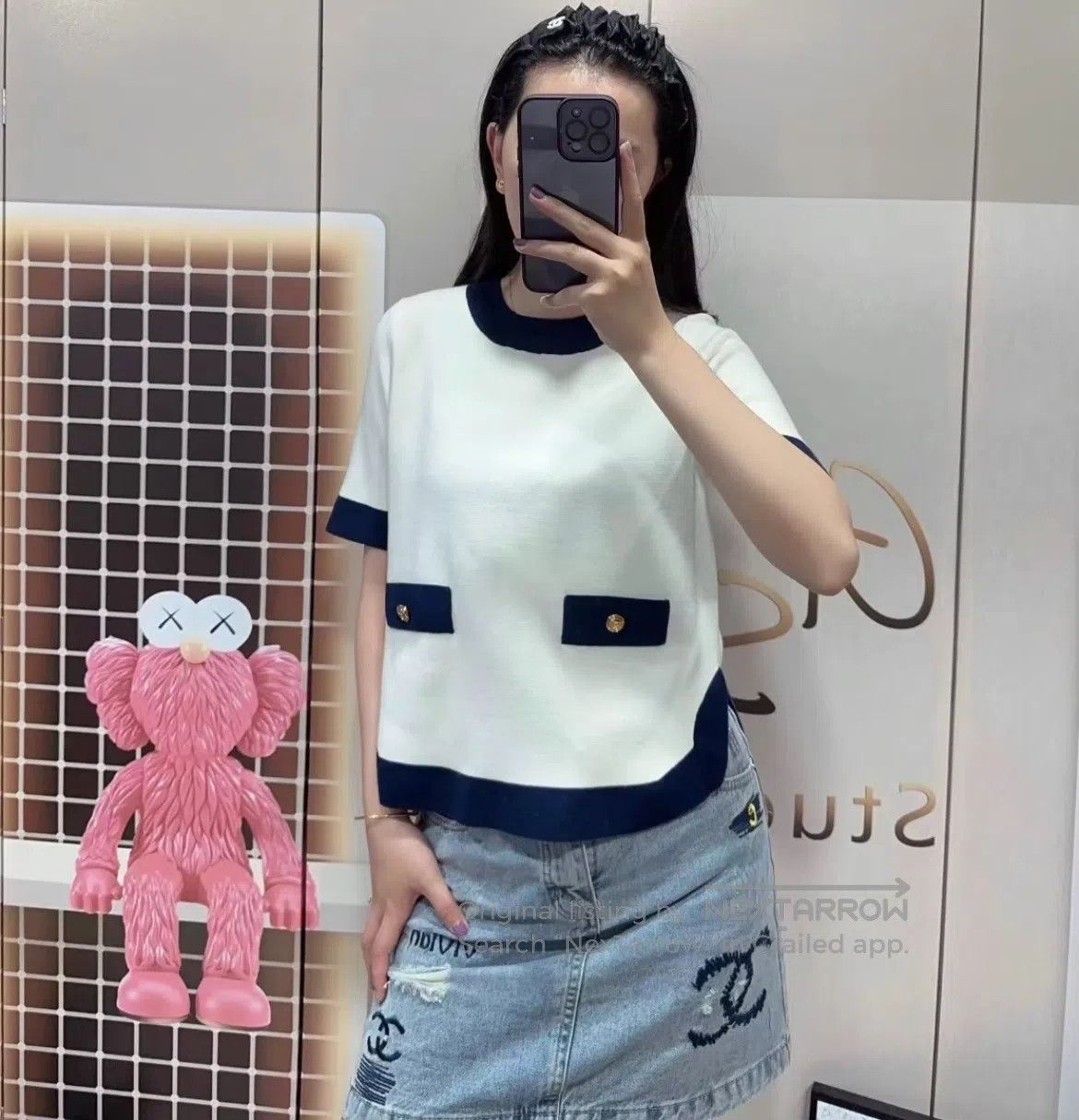Gucci Guicci Double-G jacquard pattern; white short knit sweater Size XL / US 12-14 / IT 48-50 - 2 Thumbnail