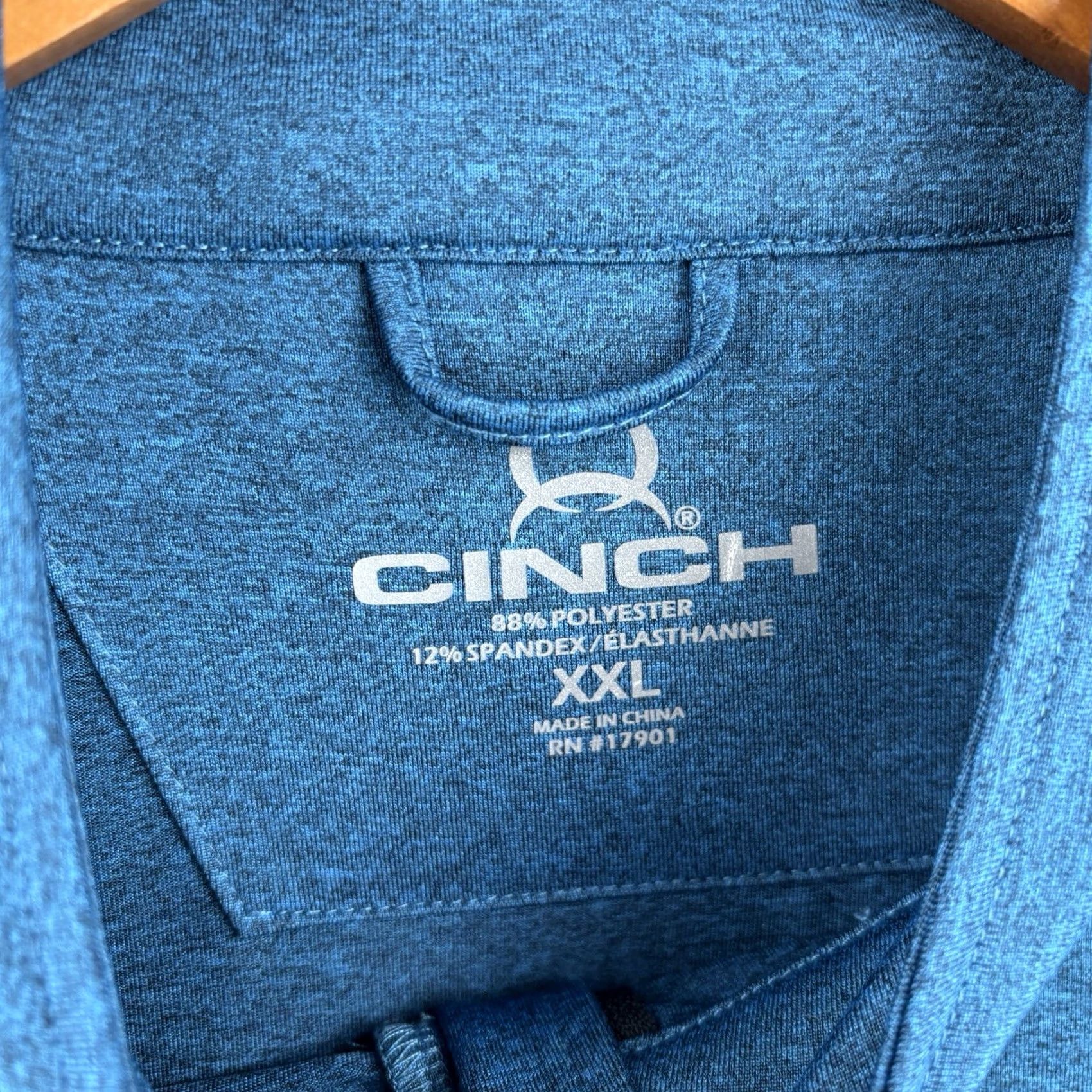 Vintage Cinch Pullover Mens 2XL Heather Blue 1/4 Zip Performance Western Cowboy Rodeo Shirt Size US XXL / EU 58 / 5 - 2 Thumbnail