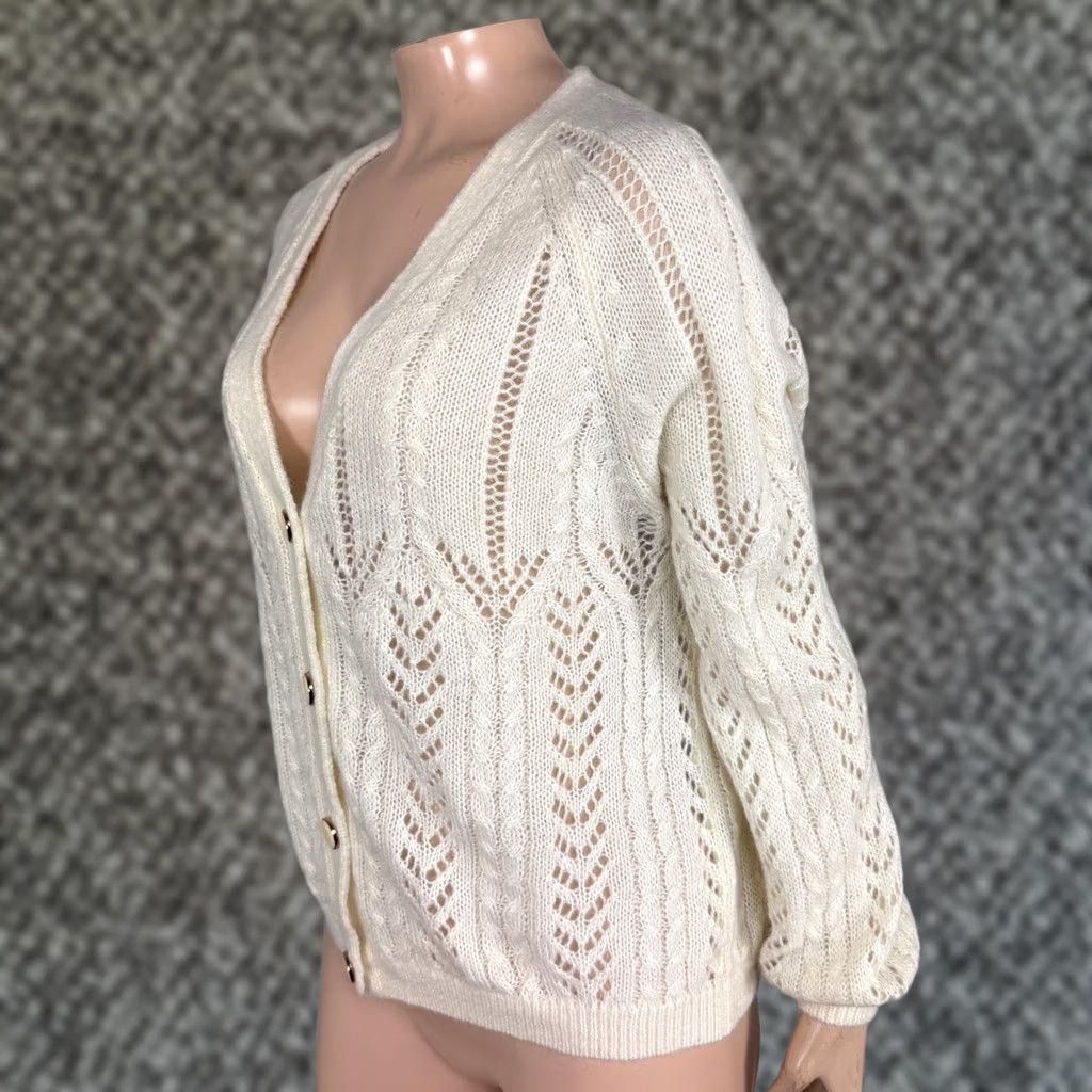 Vintage LA MAILLE SEZANE Women's Sweater Mohair Wool V-Neck Cardigan Knit Open-V Neck Winter Fall M Size M / US 6-8 / IT 42-44 - 1 Thumbnail