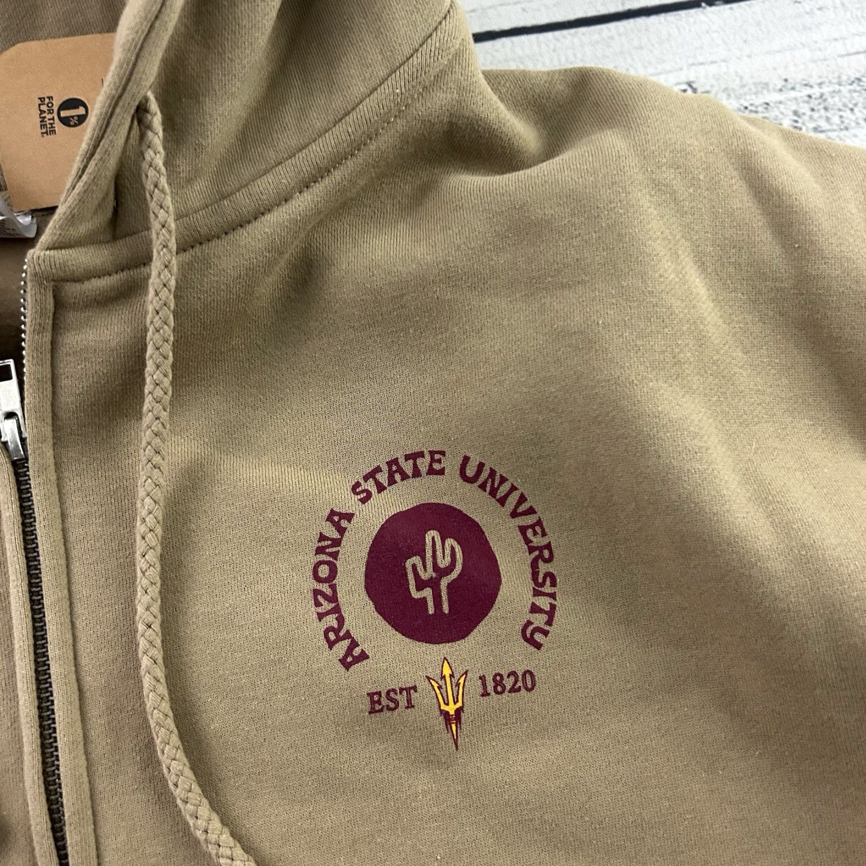 Vintage VINTAGE USCAPE Arizona State University Full Zip Hoodie Sweatshirt Men L Tan University 90s Mens Size US L / EU 52-54 / 3 - 2 Thumbnail