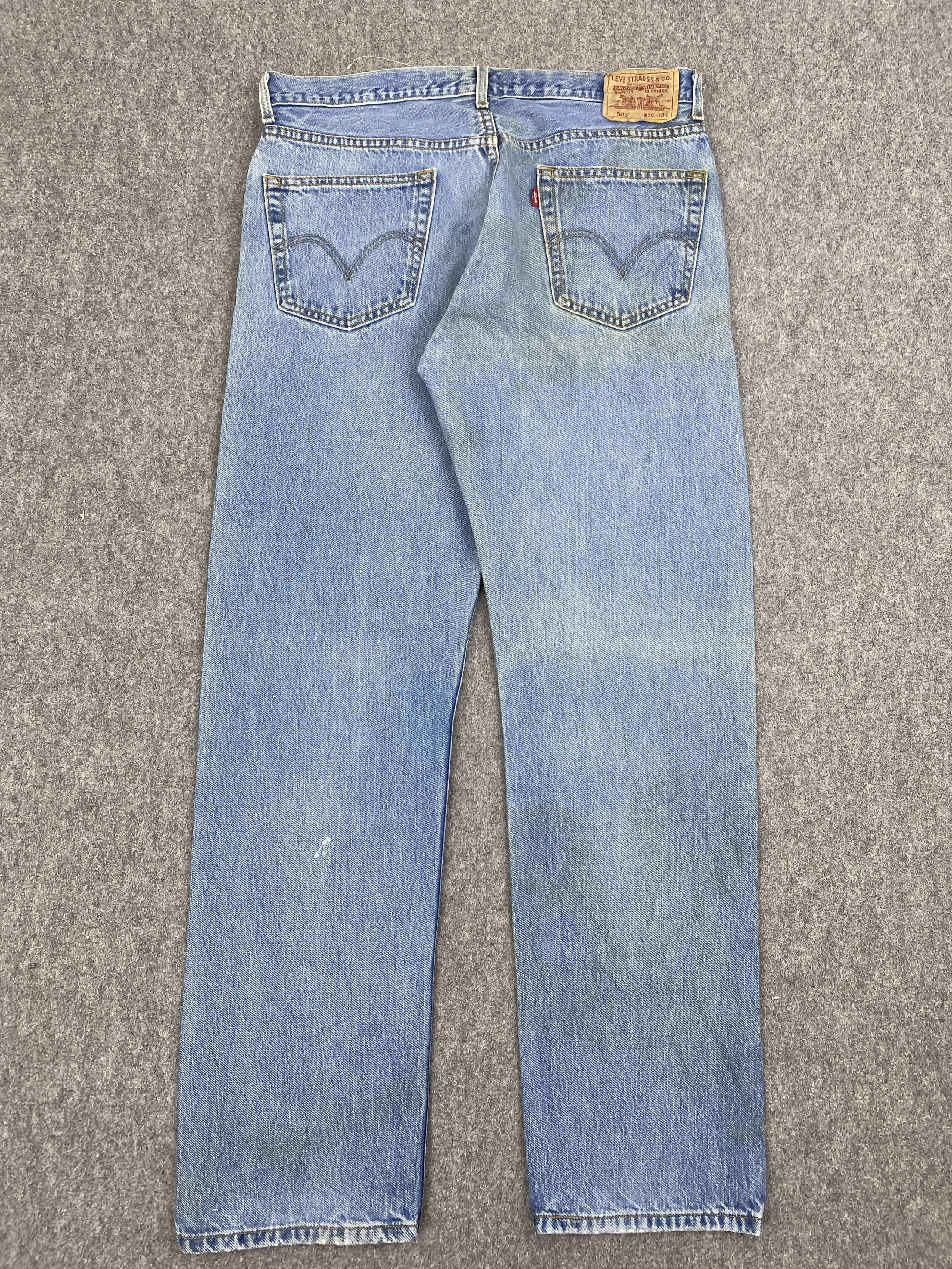 Vintage Levis 505 Splatter Paint Blue Denim Jeans