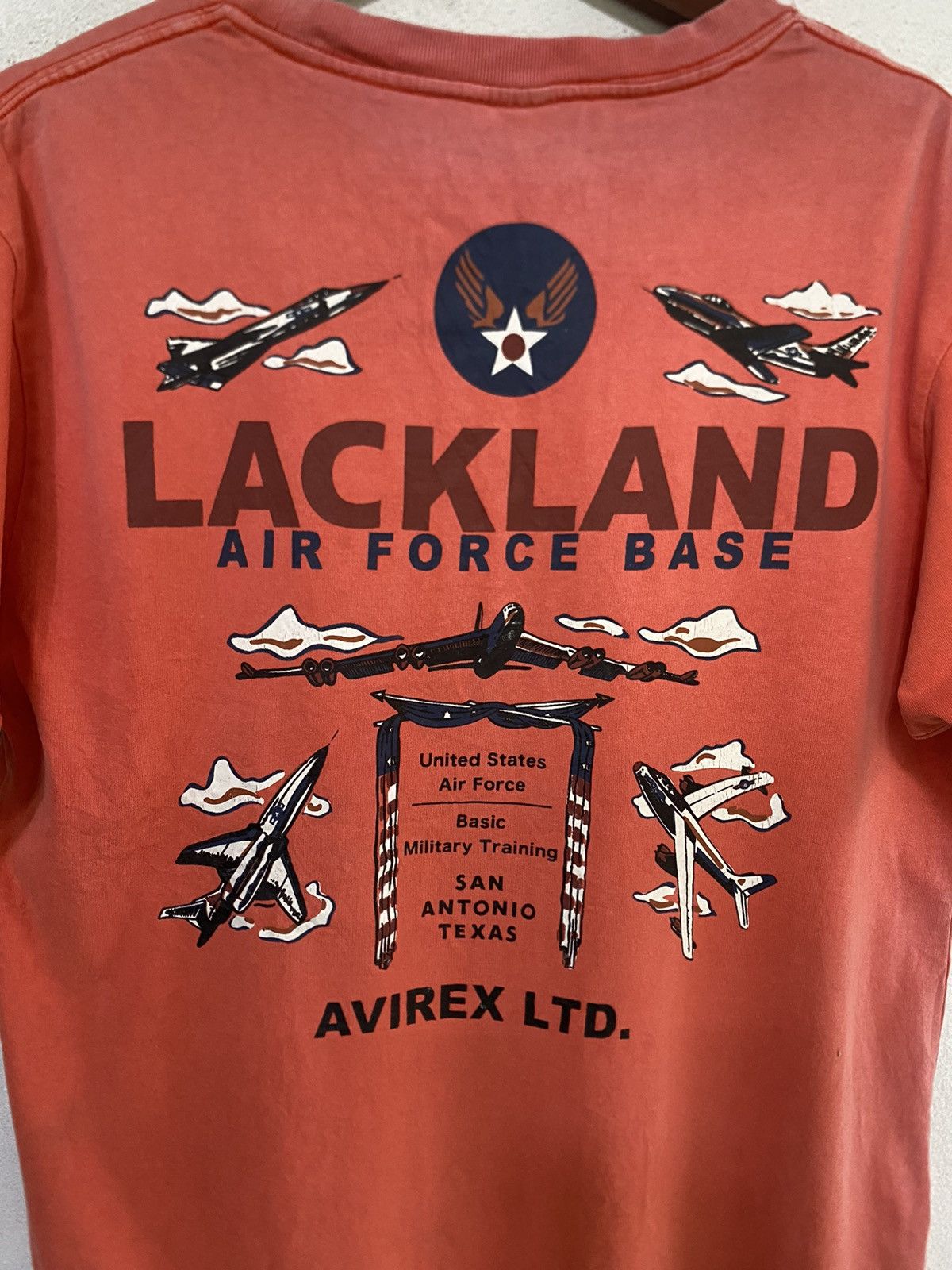 image of Avirex Short Sleeve T Shirt in Orange, Men's (Size Large)