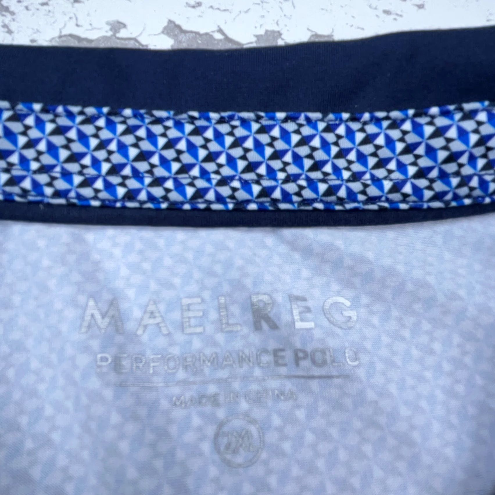 Vintage Maelreg Polo Shirt Men 2XL XXL Blue Geometric Performance Golf Tennis Adult Shirt Polo Short Sleeve Geometric Logo Maelreg Men Blue 2XL Size US XXL / EU 58 / 5 - 4 Thumbnail
