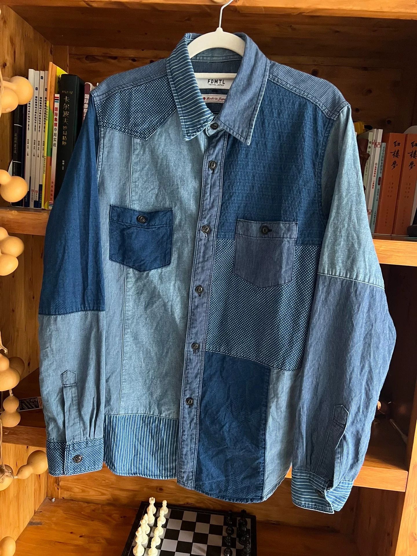 FDMTL FDMTL Indigo Patchwork Distressed Shirt Size US M / EU 48-50 / 2 - 3 Thumbnail