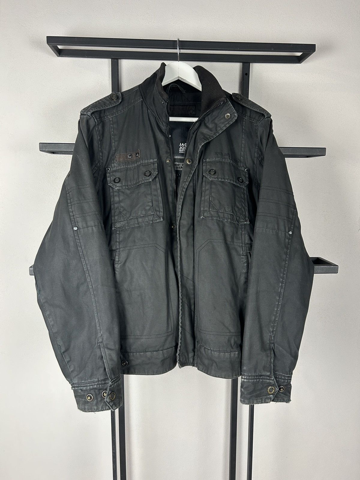 Japanese Brand VTG Avant Garde Rick Owens Style Cargo WAX Bomber Jacket 90s Size US M / EU 48-50 / 2 - 8 Thumbnail