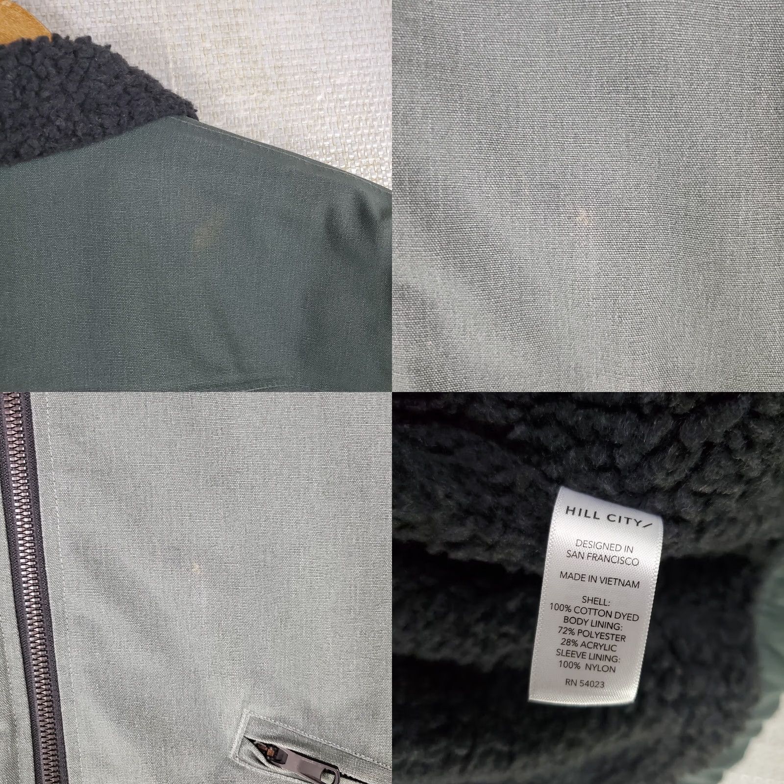 Vintage Hill City Mens Jacket Gray Canvas Sherpa Lined Full Zip, Medium, Cotton Canvas Workwear, Coat, Pockets, Wind/Water Resistant Size US M / EU 48-50 / 2 - 10 Thumbnail