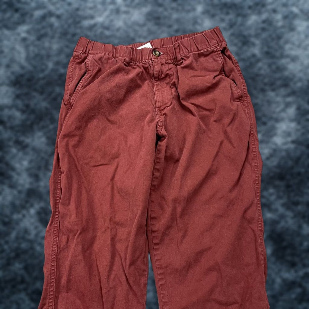 Vintage Bear Bottom Pants Mens Medium Red Stretch Chino Pant Tapered Casual Preppy City Size US 31 - 1 Thumbnail