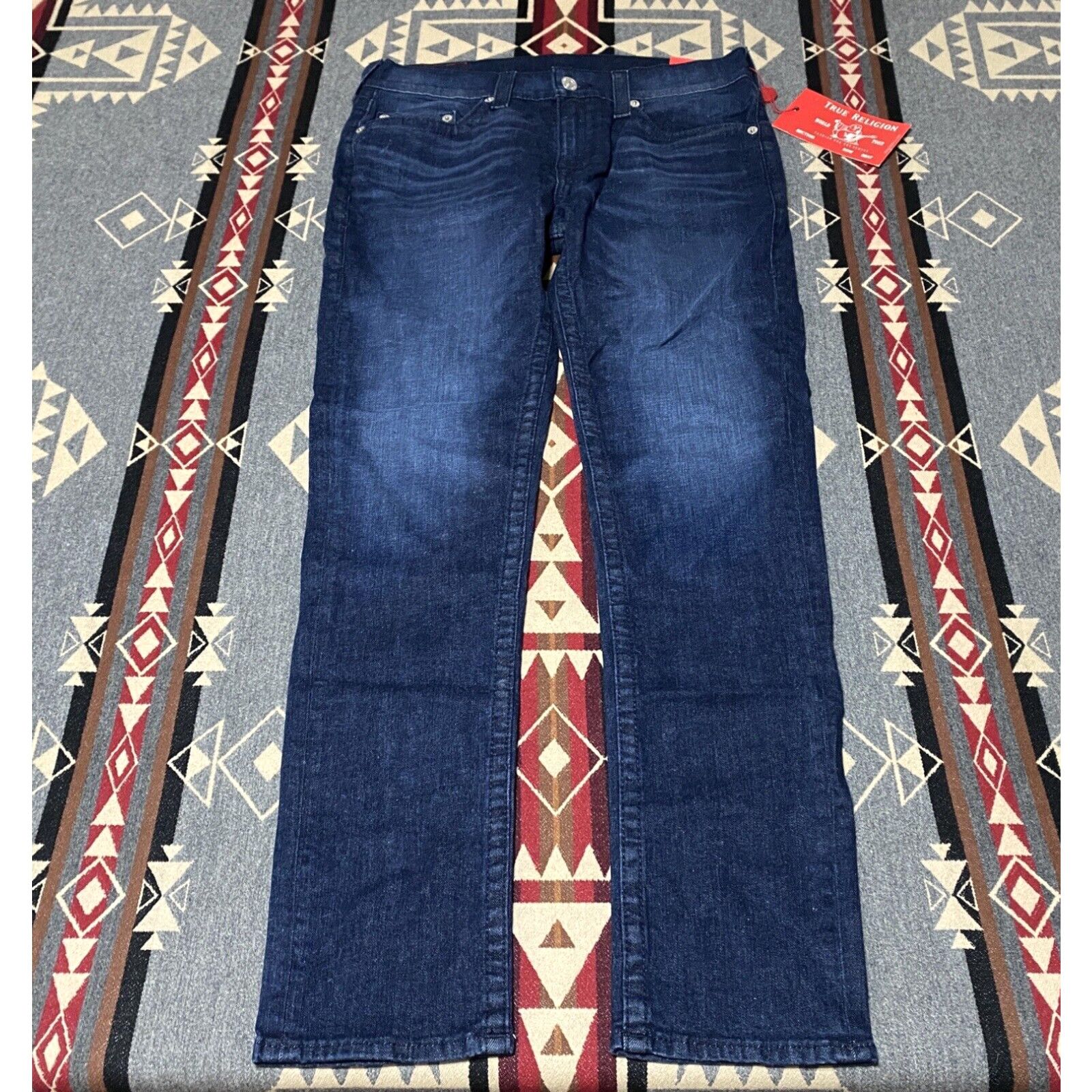 image of True Religion Mens Blue Rocco No Flap Relaxed Denim Skinny Jeans 34 NWT T78 in White