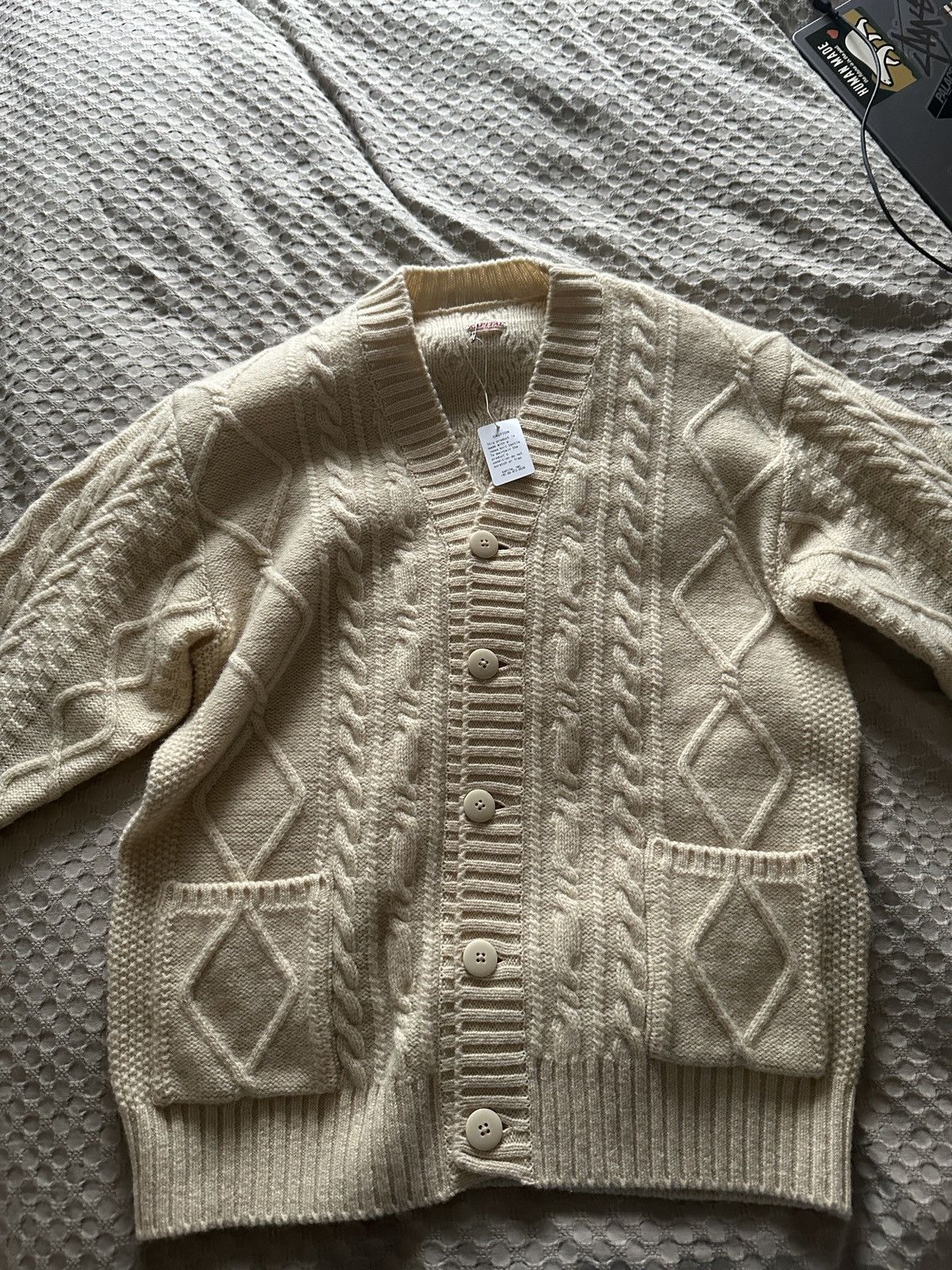 image of Kapital 5G Cardigan in Beige, Men's (Size Small)