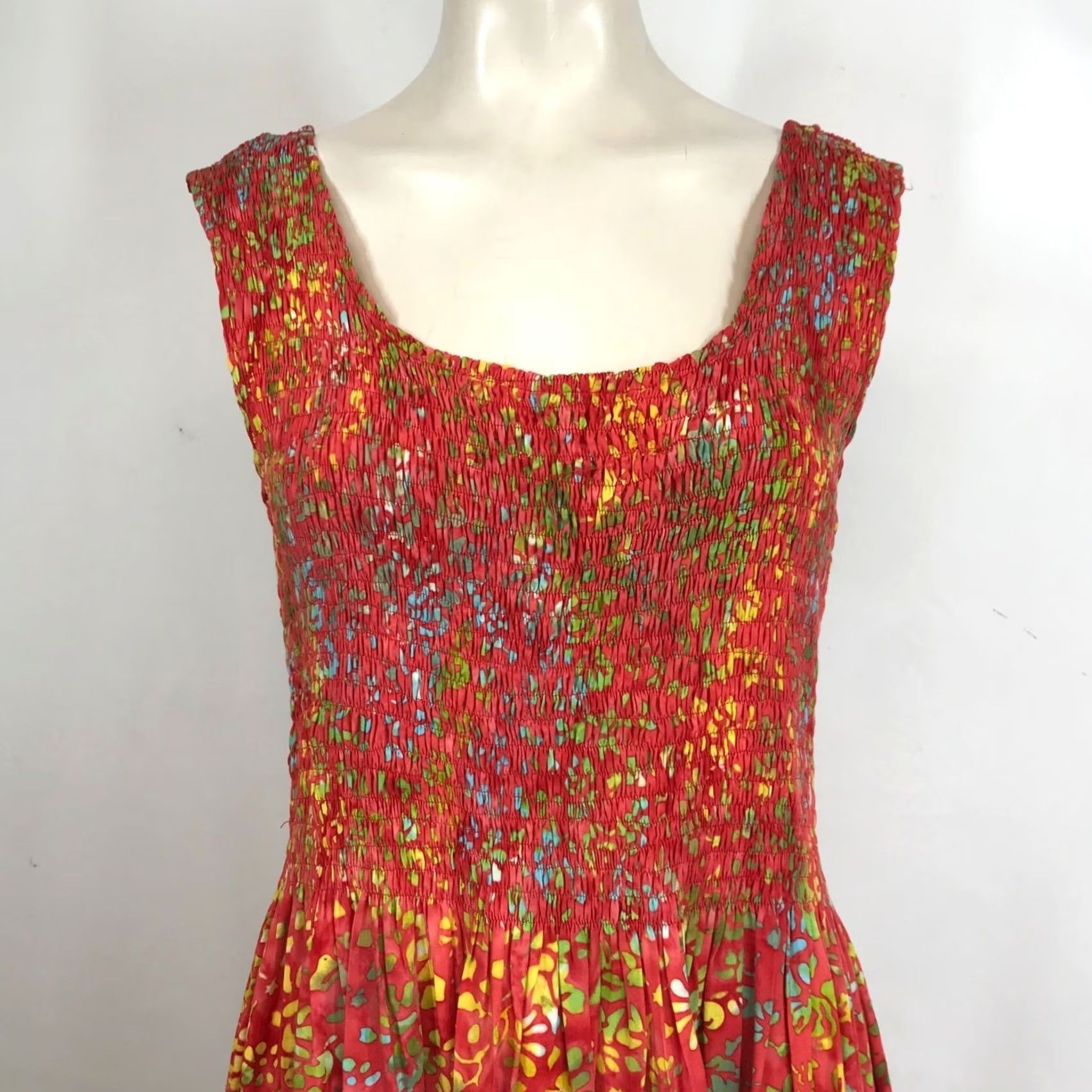 Vintage GO FISH Women's M Red Sleeveless Round Neck Stretch Top Fit & Flare Sundress Size M / US 6-8 / IT 42-44 - 2 Thumbnail