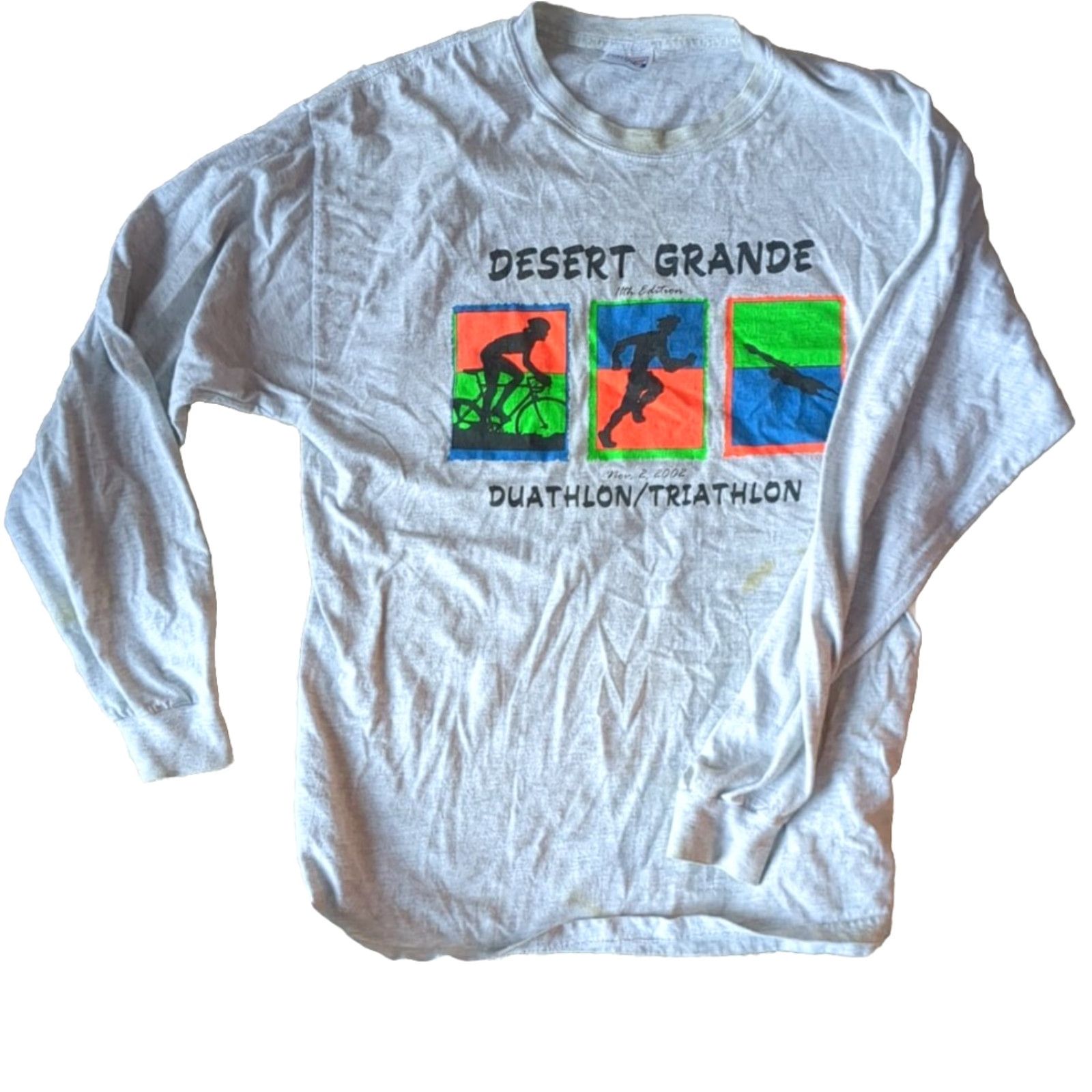 Vintage VINTAGE Desert Grande Triathlon Long Sleeve T-Shirt L Grey Men 2002 11th Annual Graphic Tee Sportswear Beach Size US L / EU 52-54 / 3 - 2 Thumbnail