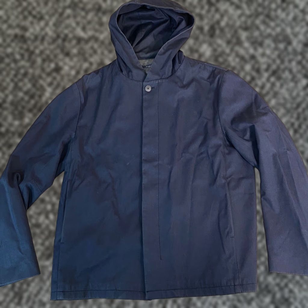 Zara Zara Jacket Mens XL Navy Blue Hooded Button Lightweight Lined Size US XL / EU 56 / 4 - 1 Thumbnail