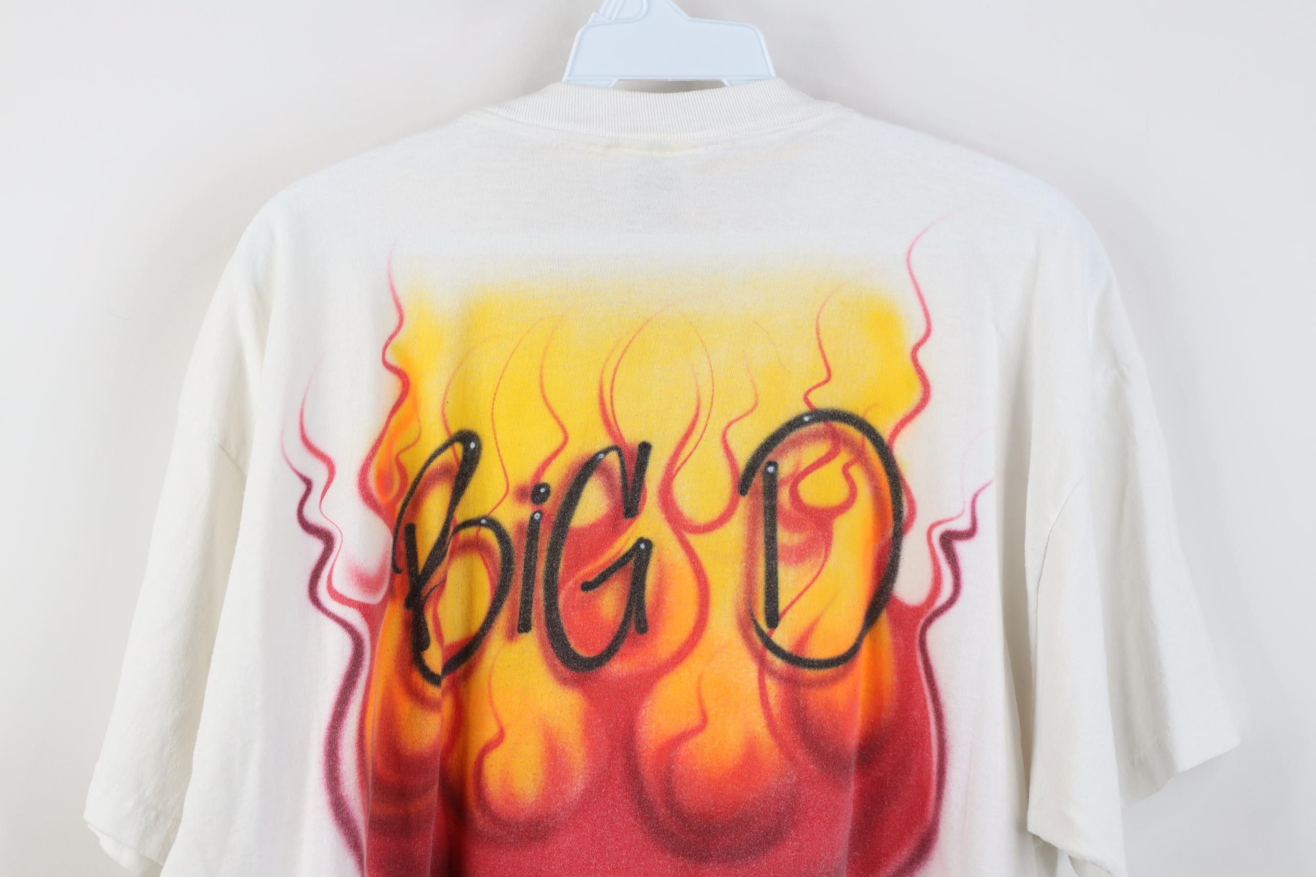 Vintage Vintage 90s Y2K Streetwear Big D Fire Flames T-Shirt White Size US XL / EU 56 / 4 - 12 Thumbnail