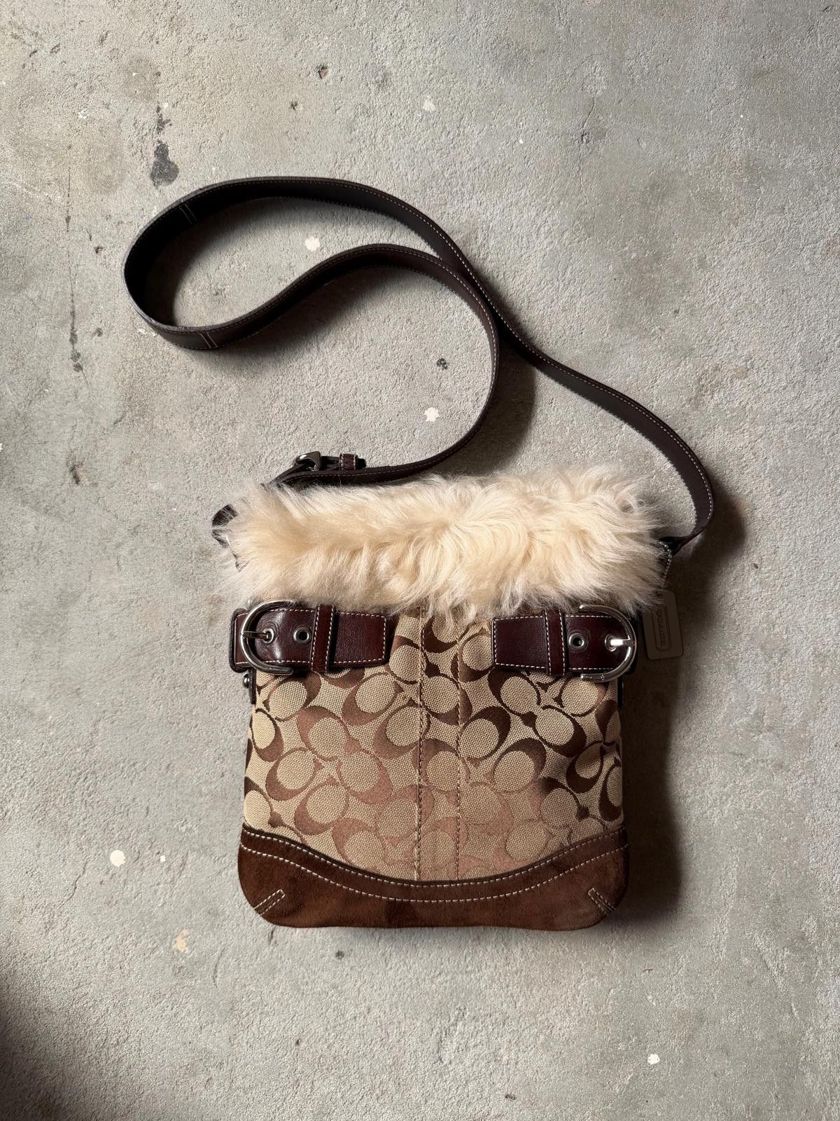 Coach Coach Signature Shearling Fur Shoulder Bag Beige/Brown Size ONE SIZE - 1 Thumbnail