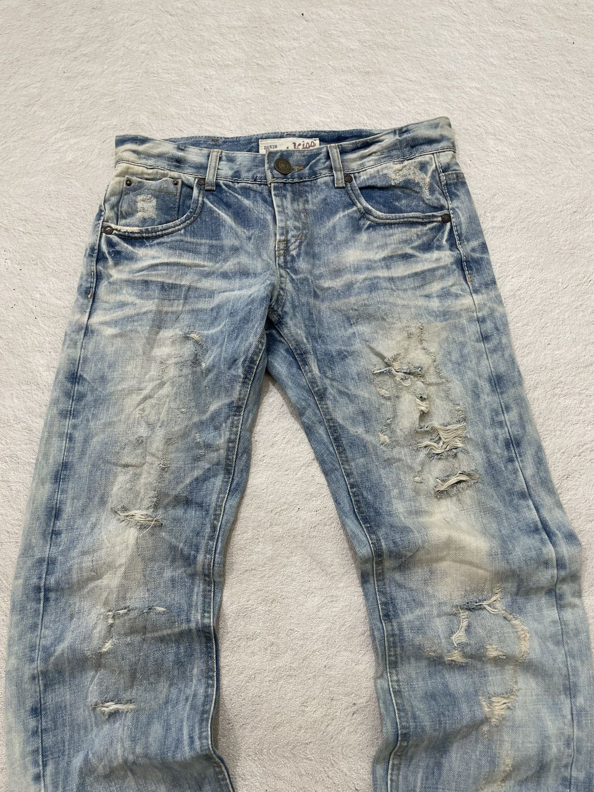 If Six Was Nine 2000s Buckaroo Heavy Distressed Denim Light Washed Y2K LGB Size US 31 - 2 Thumbnail