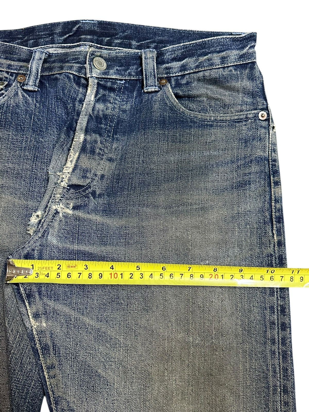 14th Addiction Vintage Japanese Brand Selvedge Mud Wash Distressed Jeans Size US 31 - 18 Thumbnail