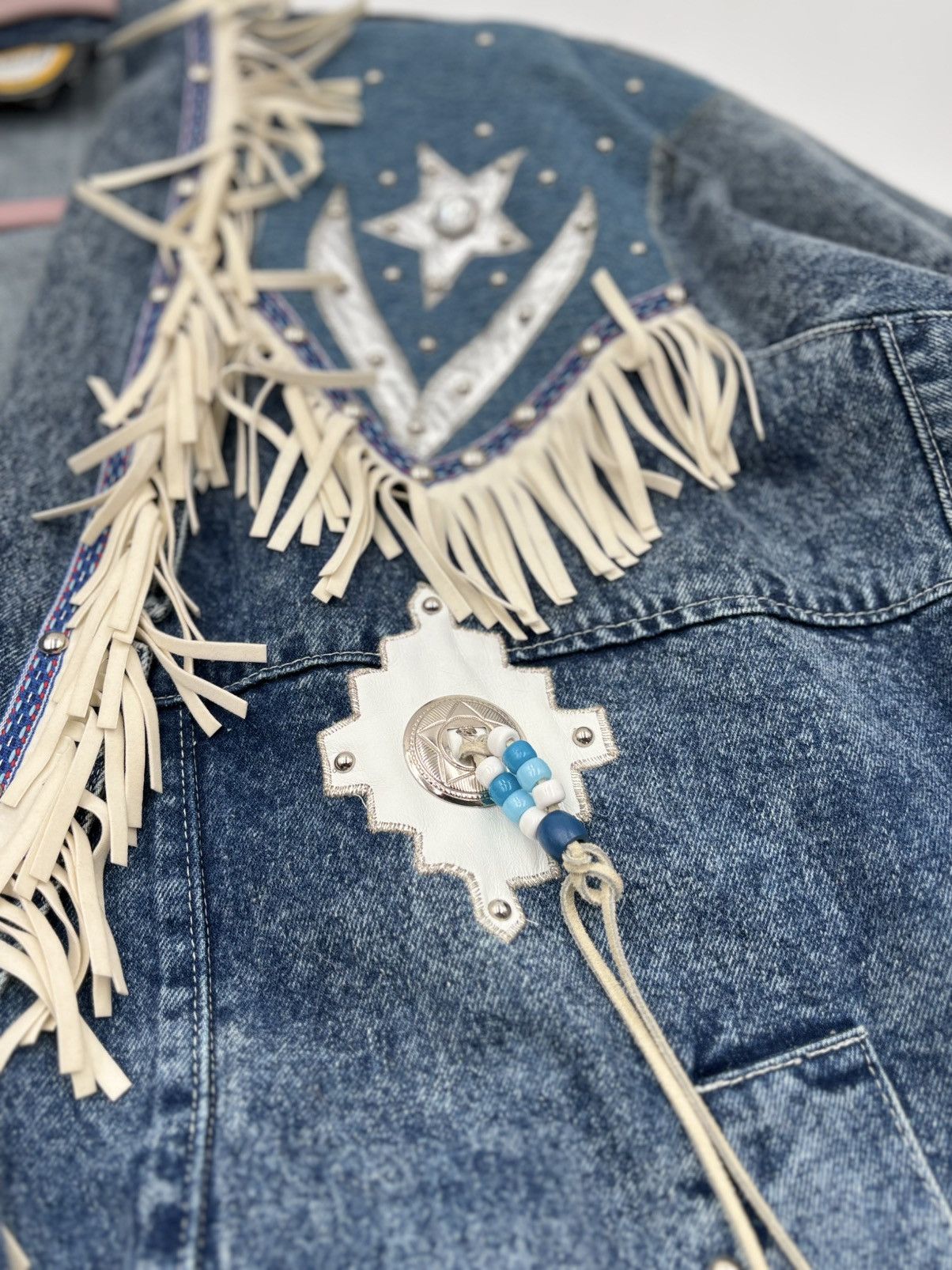 Vintage 1980s fringe denim statement jacket Size S / US 4 / IT 40 - 4 Thumbnail