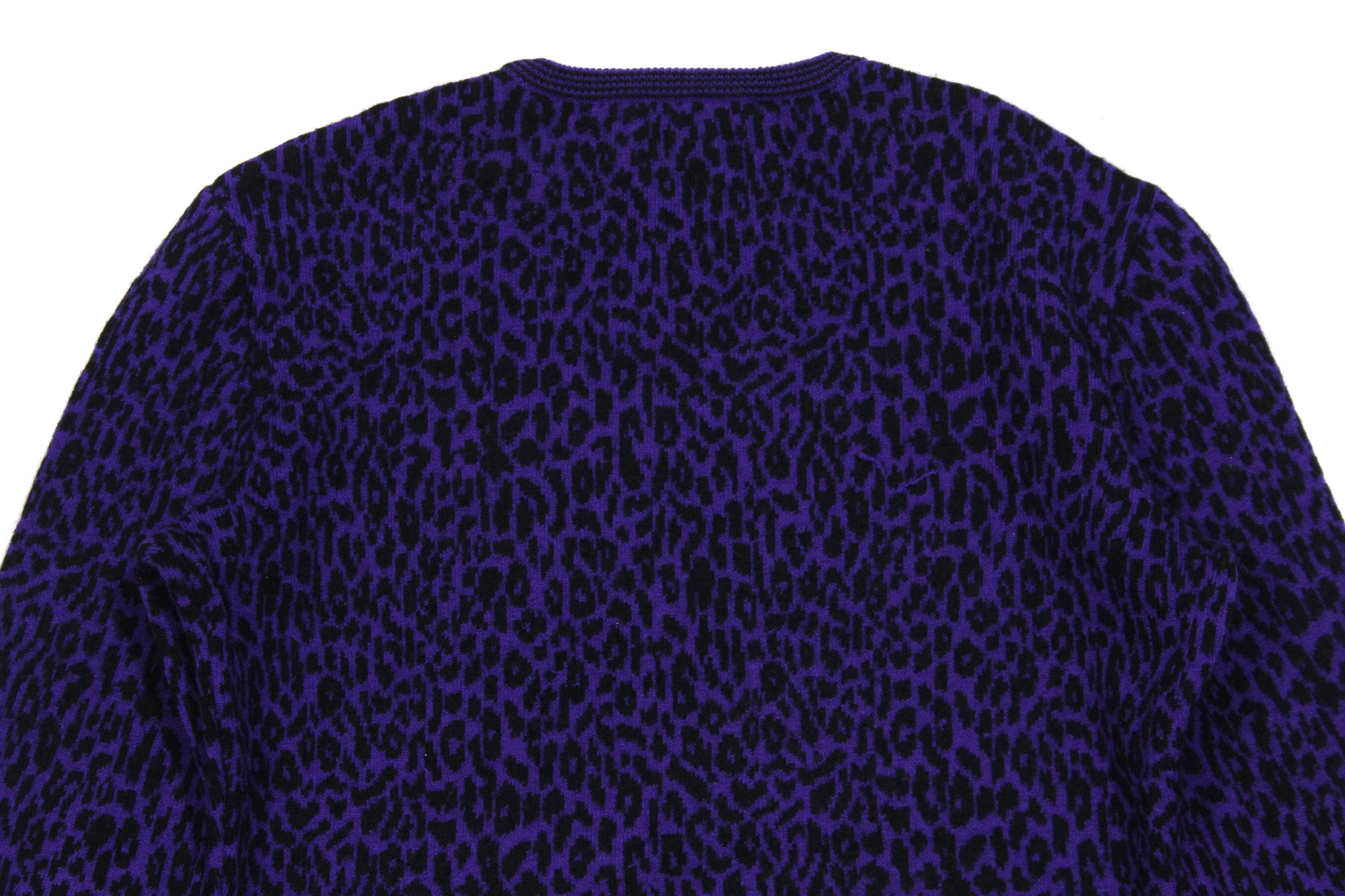 Versace 90S Violet Leopard Camo Wool Knit Vintage Size L / US 10 / IT 46 - 5 Thumbnail