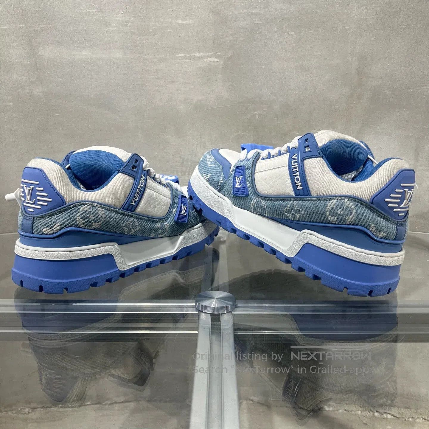 Louis Vuitton Louis Vuitton Trainer Maxi White and Blue Jeans shoes Size US 8 / IT 38 - 5 Thumbnail