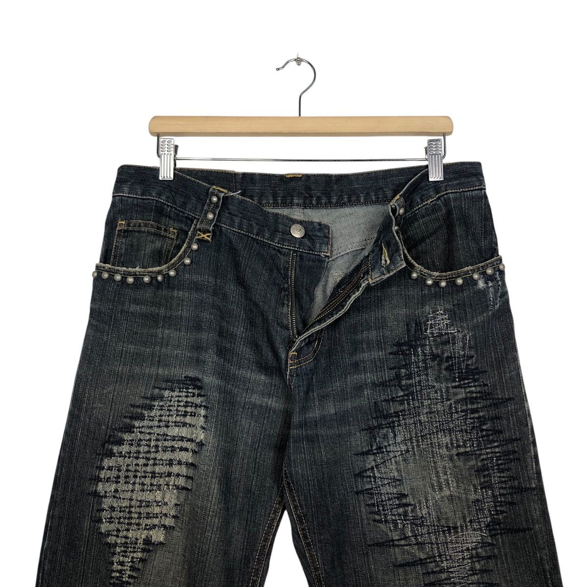 Hysteric Glamour 📌Vintage Bow Cut Design Punk Style Denim Pants Biker Size 34" / US 12 / IT 48 - 18 Thumbnail