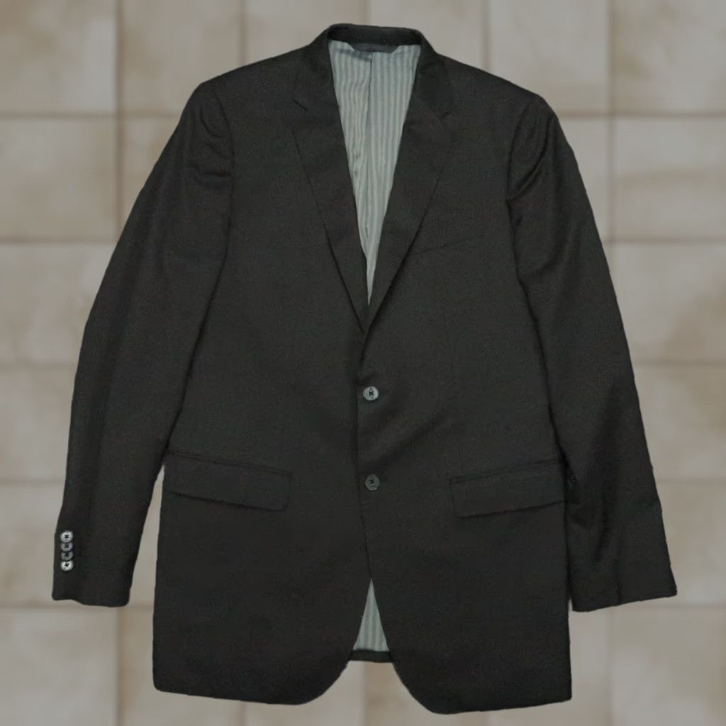 Banana Republic Banana Republic Blazer Mens Black 42L Wool Single-Breasted 2 Piece Notch Lapel Jacket Coat Dress Smart Casual Wedding 42 Mens Regular Wool Blazer Size 42R - 1 Thumbnail