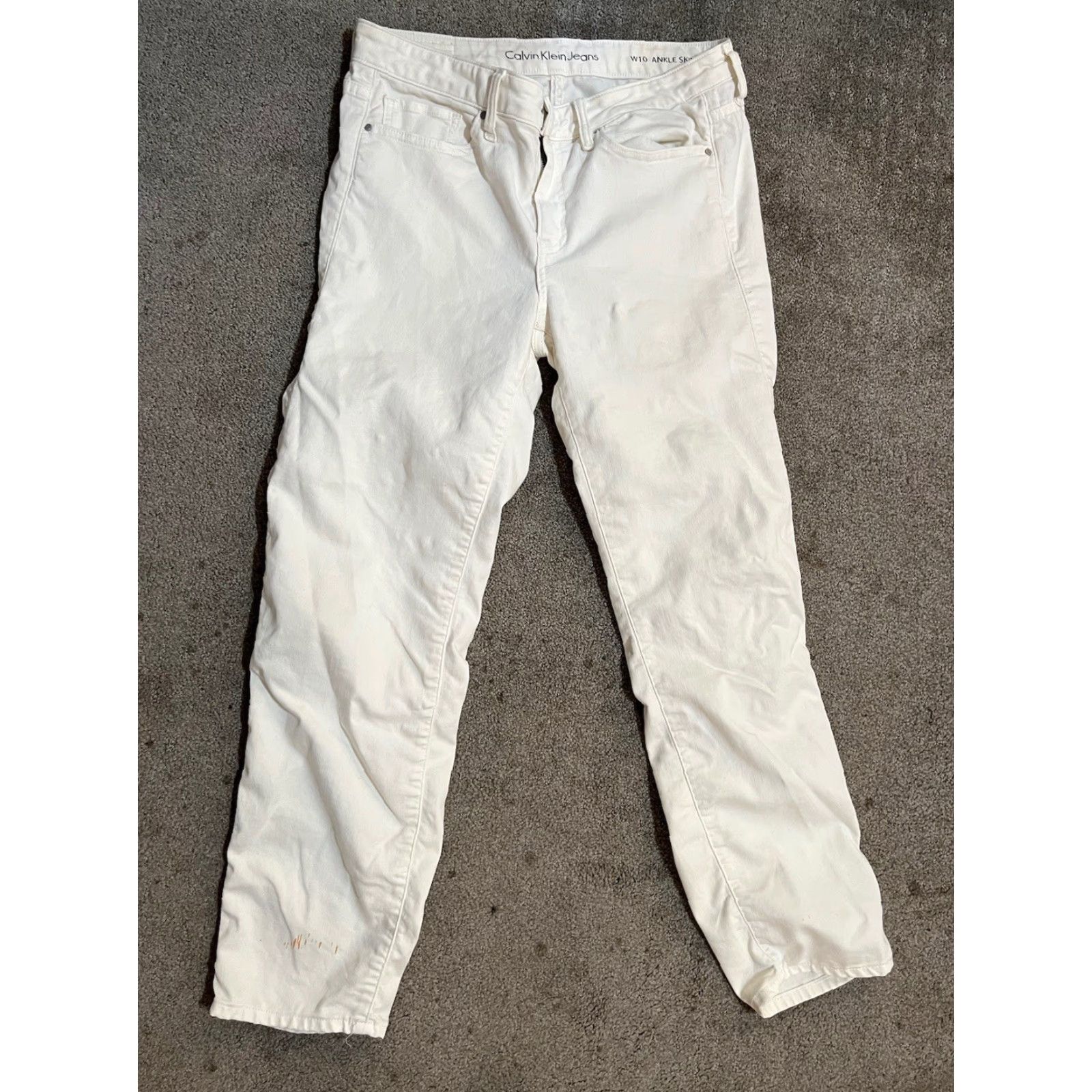 Calvin Klein Calvin Klein Jeans Womens 10 White High Rise Ankle Skinny Distressed Medium Wash Denim 5-Pocket Size 32" / US 10 / IT 46 - 3 Thumbnail