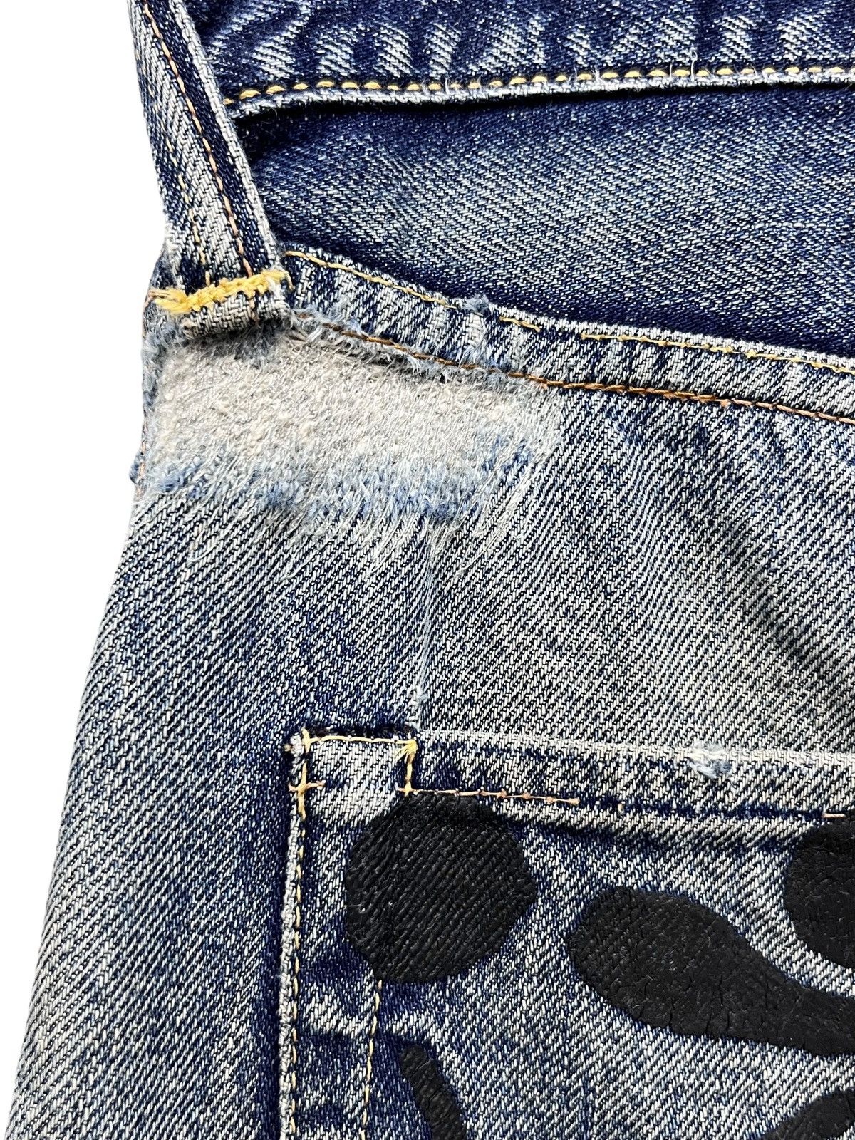 Evisu 🔥EVISU YAMANE NO1 SPECIAL SELVEDGE Worn-Out Thrashed Denim Size US 31 - 9 Thumbnail