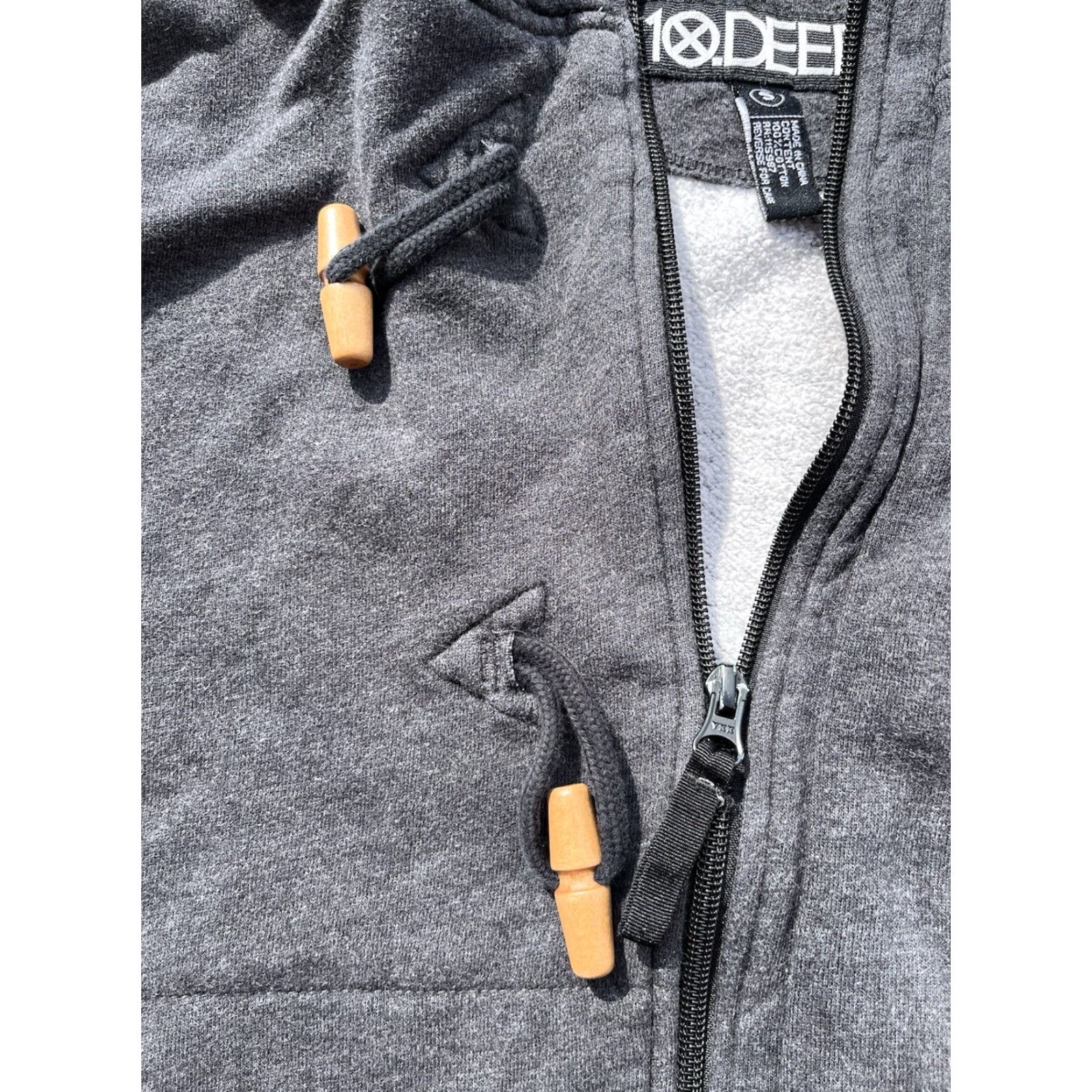 Vintage VINTAGE 10.Deep Hoodie Women Gray S Y2K Hip Hop City Heavyweight Toggle 100% Cotton Full Zip Logo Zipper Regular Lined Hooded Size L / US 10 / IT 46 - 6 Thumbnail