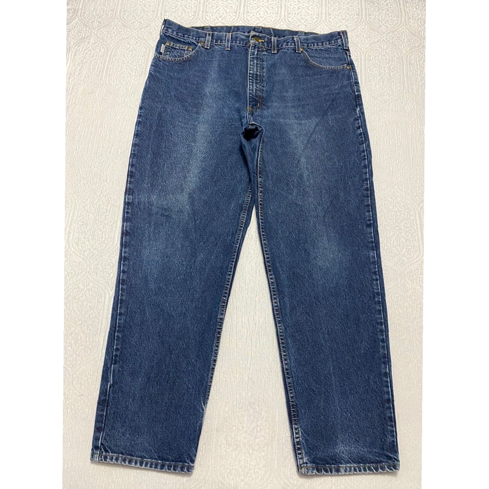 Carhartt VINTAGE Carhartt Jeans Mens 44x32 Blue Regular Fit 5-Pocket Denim Cotton Button Zip Durable Workwear Size US 44 / EU 60 - 2 Thumbnail