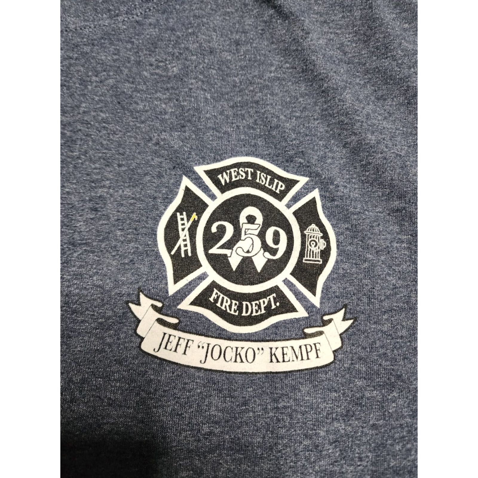 Gildan VINTAGE Gildan Retro Fire Department T-Shirt Double-Sided Adult XL Blue Solid 90s Mens Size US XL / EU 56 / 4 - 4 Thumbnail