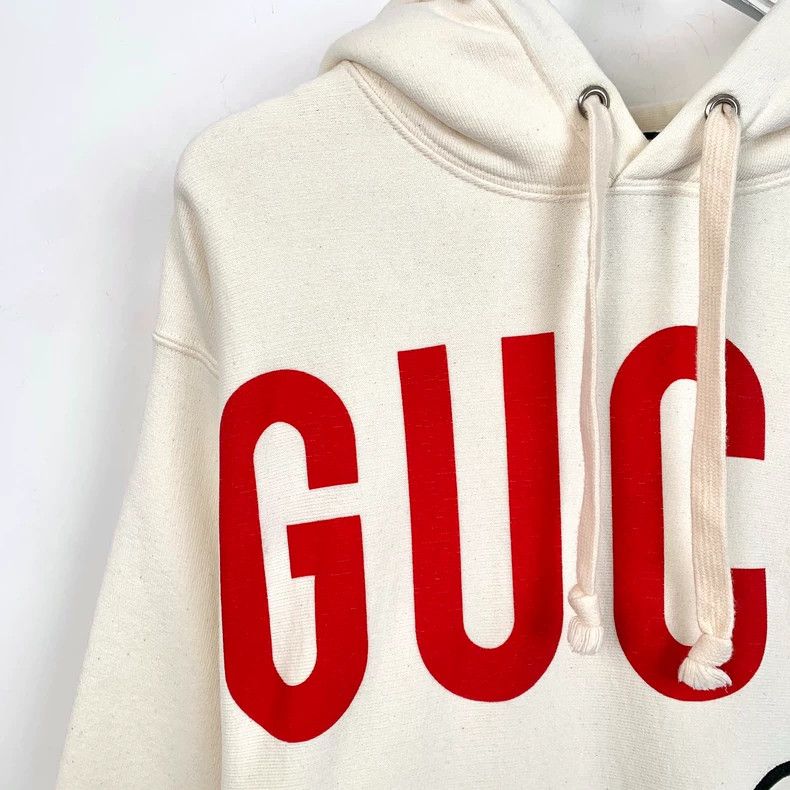 Gucci Gucci Beige letter lamb print cotton hooded drawstring swea Size US XS / EU 42 / 0 - 3 Thumbnail