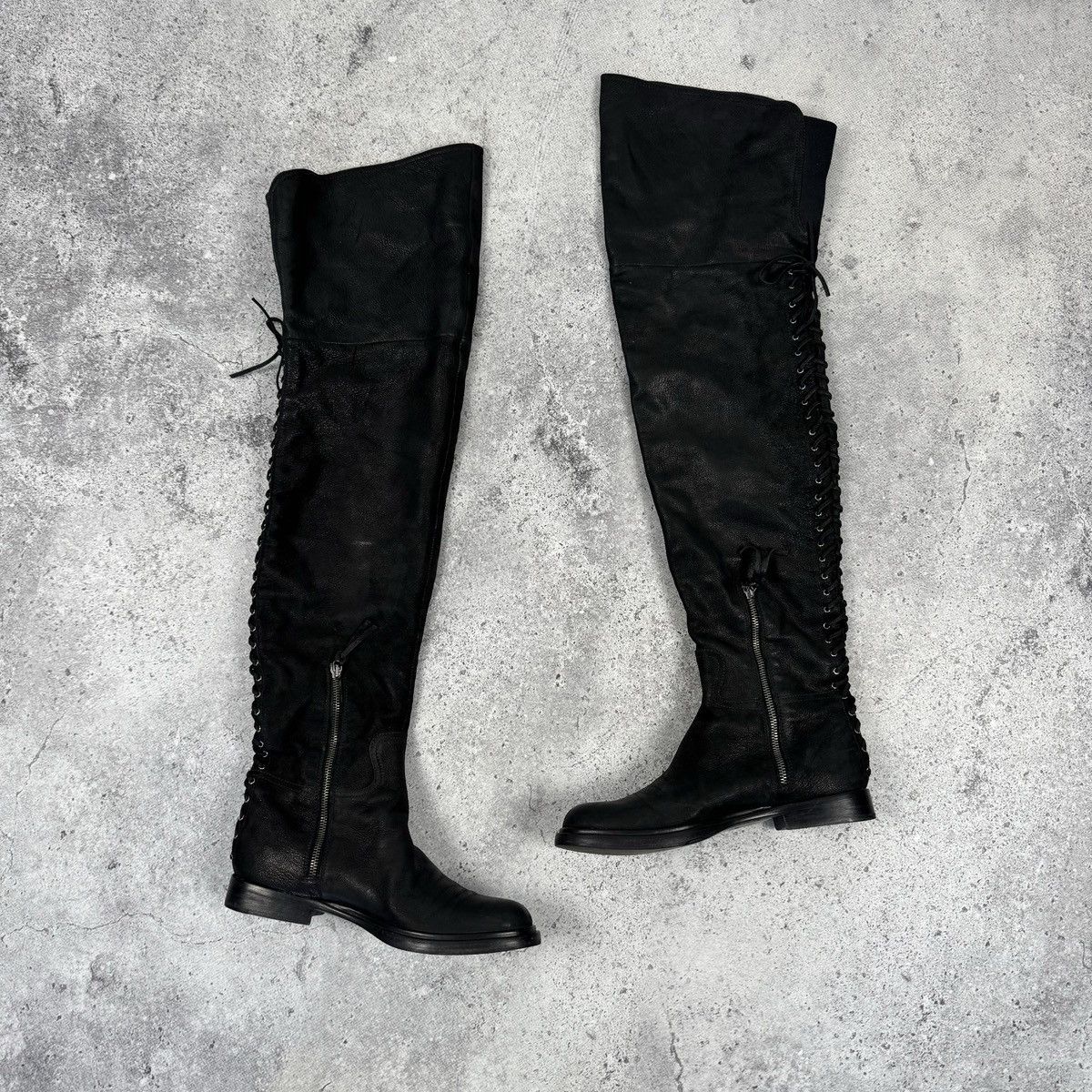 Miu Miu Rare MIU MIU Early 2000s Overknee Lace Up Leather Boots Size US 10 / IT 40 - 2 Thumbnail