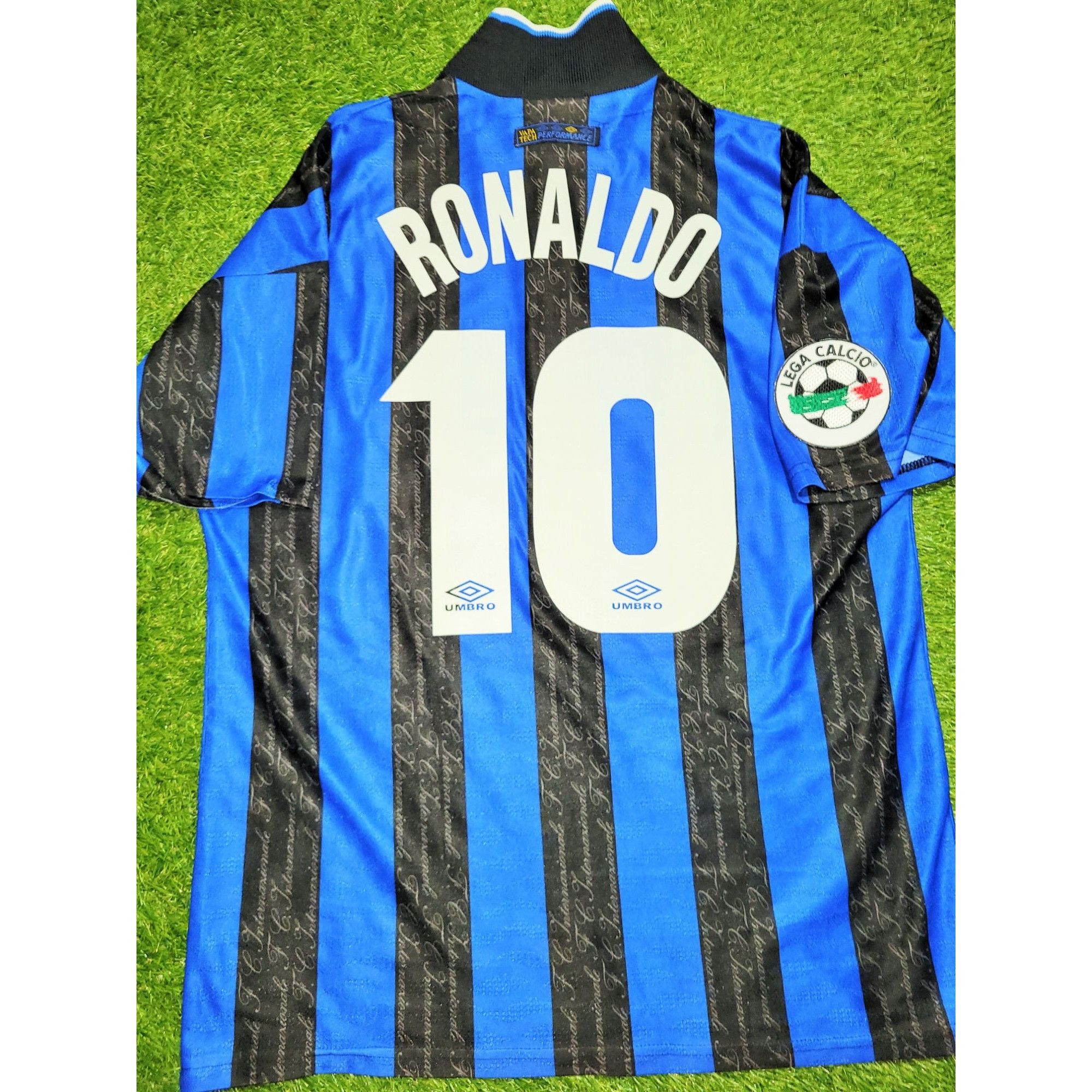 image of Ronaldo Inter Milan 1997 1998 Debut Umbro Soccer Jersey L in Blue, Men's (Size Large)