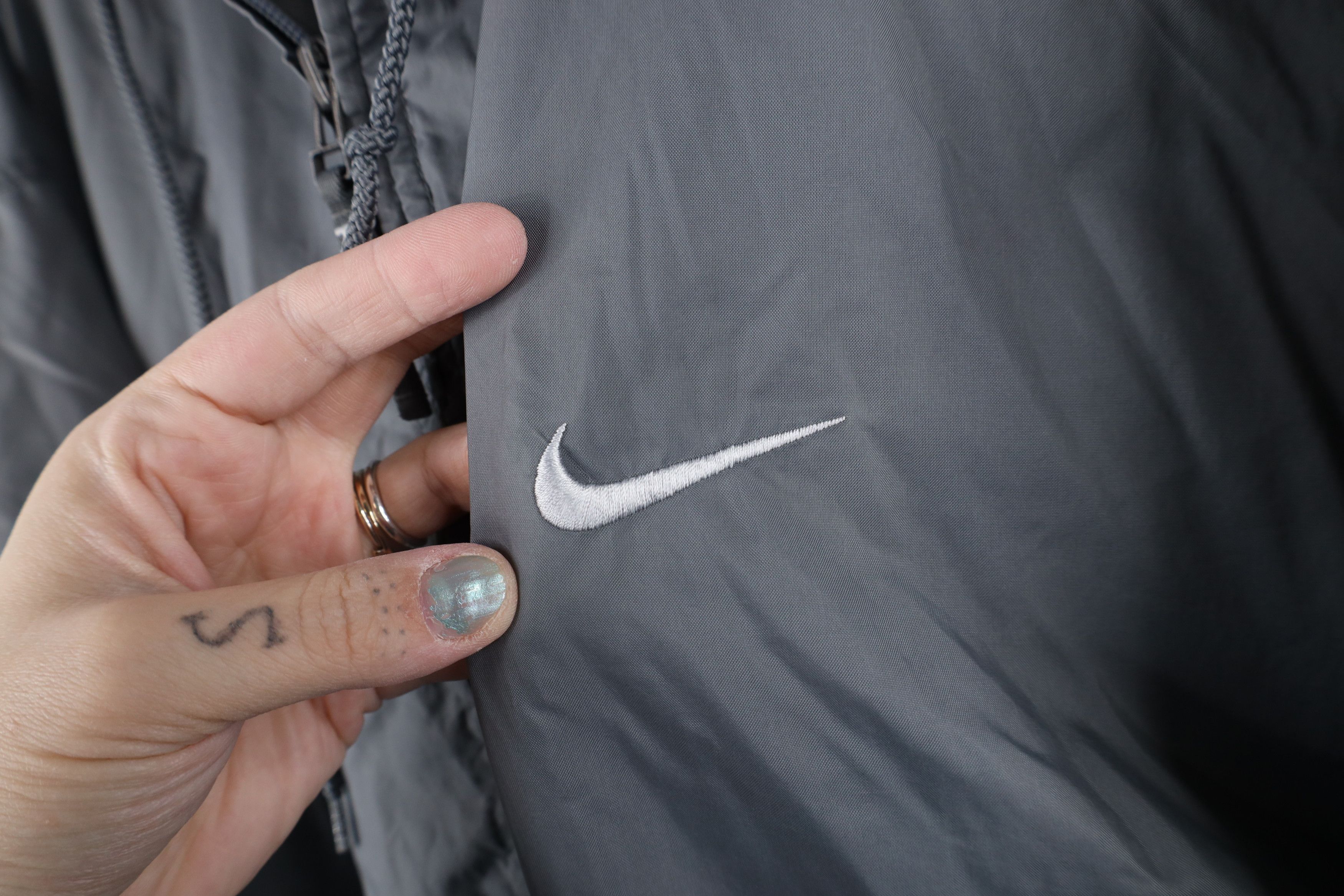 Nike × Vintage Vintage 90s Nike Scott Mini Swoosh Lined Hooded Jacket Gray Size US XXL / EU 58 / 5 - 4 Thumbnail