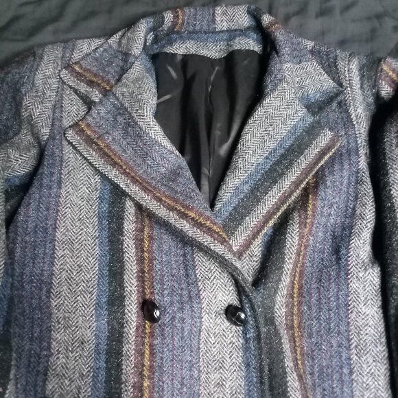 Other Vintage Wool Herringbone Striped Double Breast Pea Coat Size US M / EU 48-50 / 2 - 1 Thumbnail