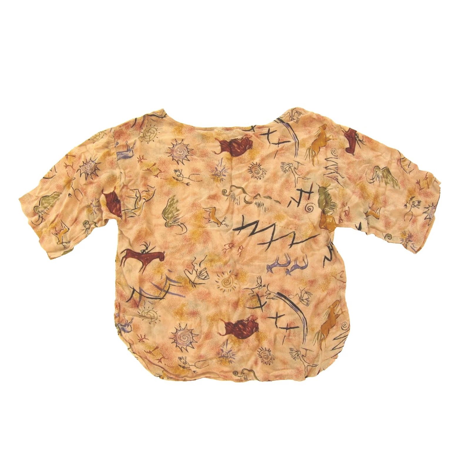 Vintage VINTAGE New Aura Blouse Medium Brown Blue Green Horse Sun Boxy 100% Rayon Womens Size M / US 6-8 / IT 42-44 - 2 Thumbnail