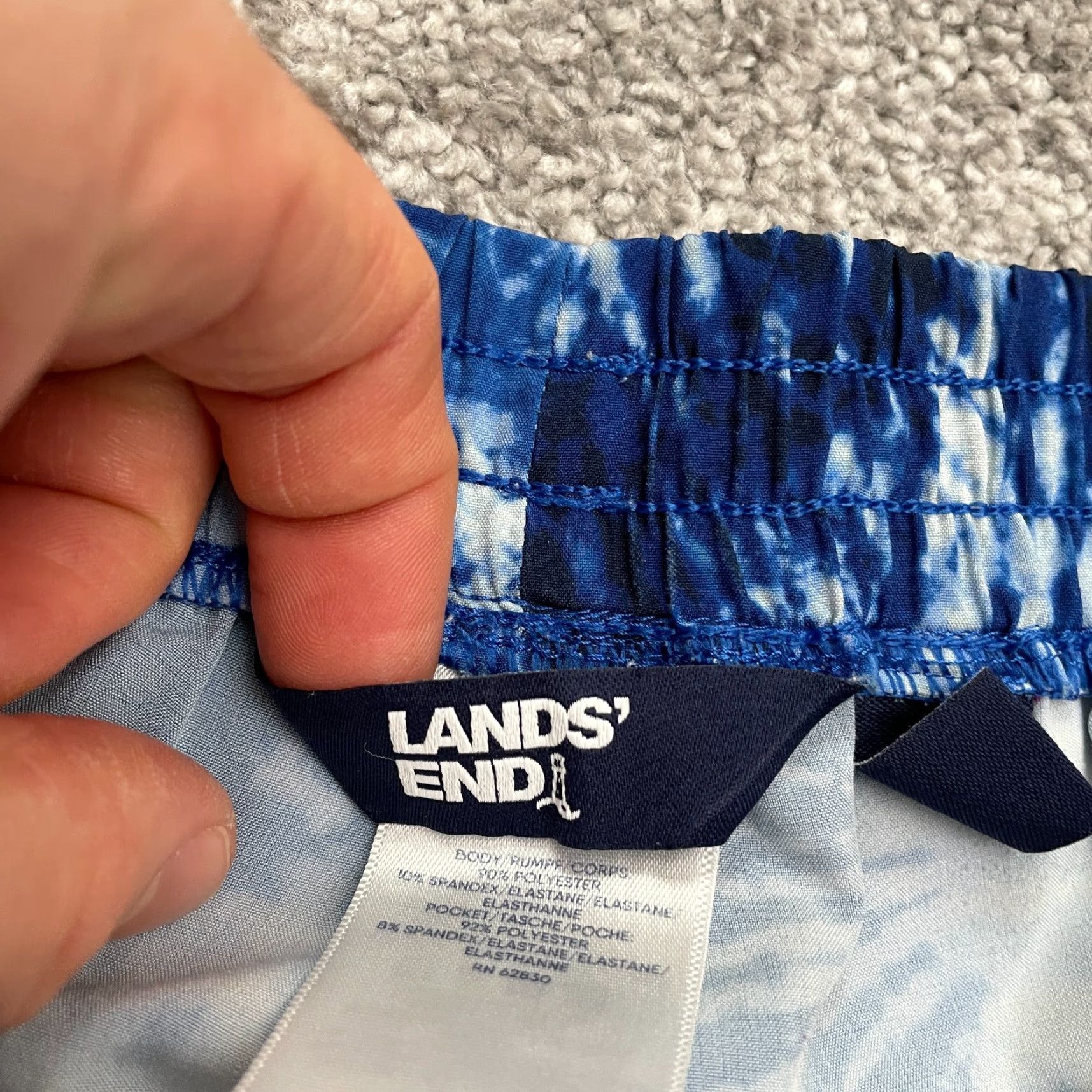 Lands' End Lands' End Active Shorts Womens Large Blue Tie-Dye Lightweight Running 26x3.5 Size 36" / US 14 / IT 50 - 3 Thumbnail