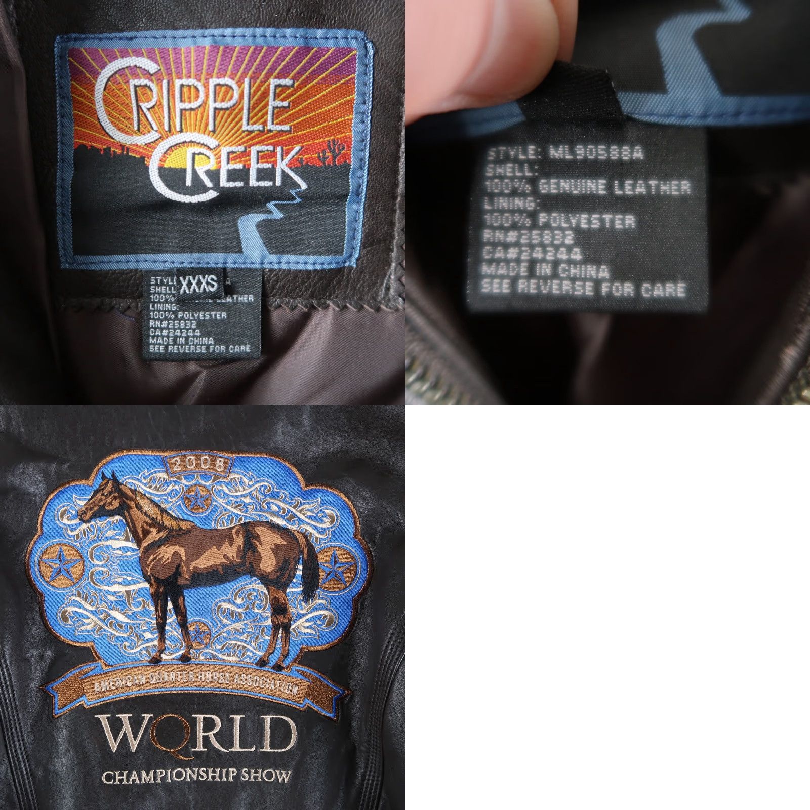 Vintage VINTAGE Cripple Creek Leather Bomber Jacket Women 3XS Brown XXXS Size Size XXS / US 00 / IT 34 - 9 Thumbnail