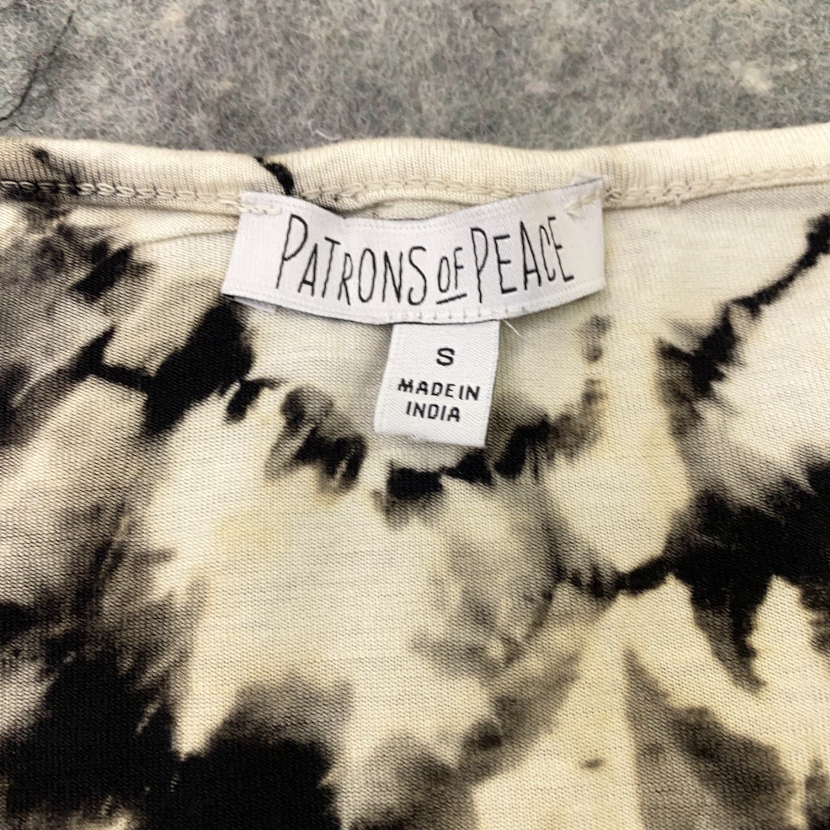 Vintage Patrons of Peace Womens Shirt Adult Small Black Tie Dye Long Sleeve Boho Blouse Viscose Round Neck Fashion 90s Bohemian Womens Size S / US 4 / IT 40 - 4 Thumbnail